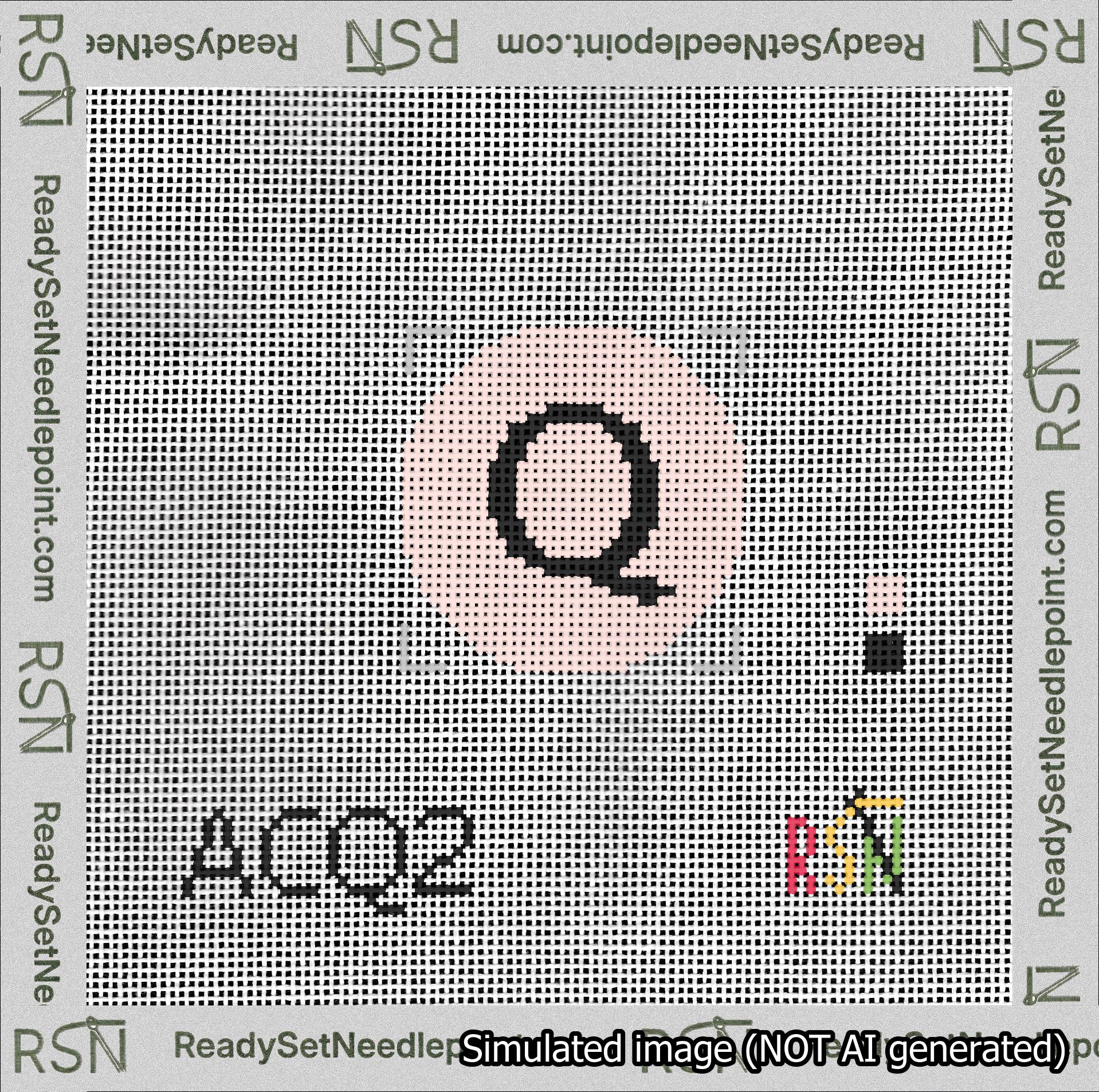 Circle Initial Q Needlepoint Canvas Design
