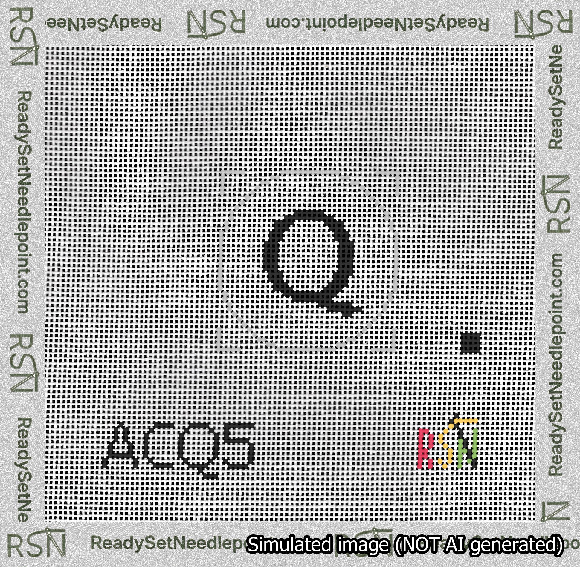 Circle Initial Q Needlepoint Canvas Design