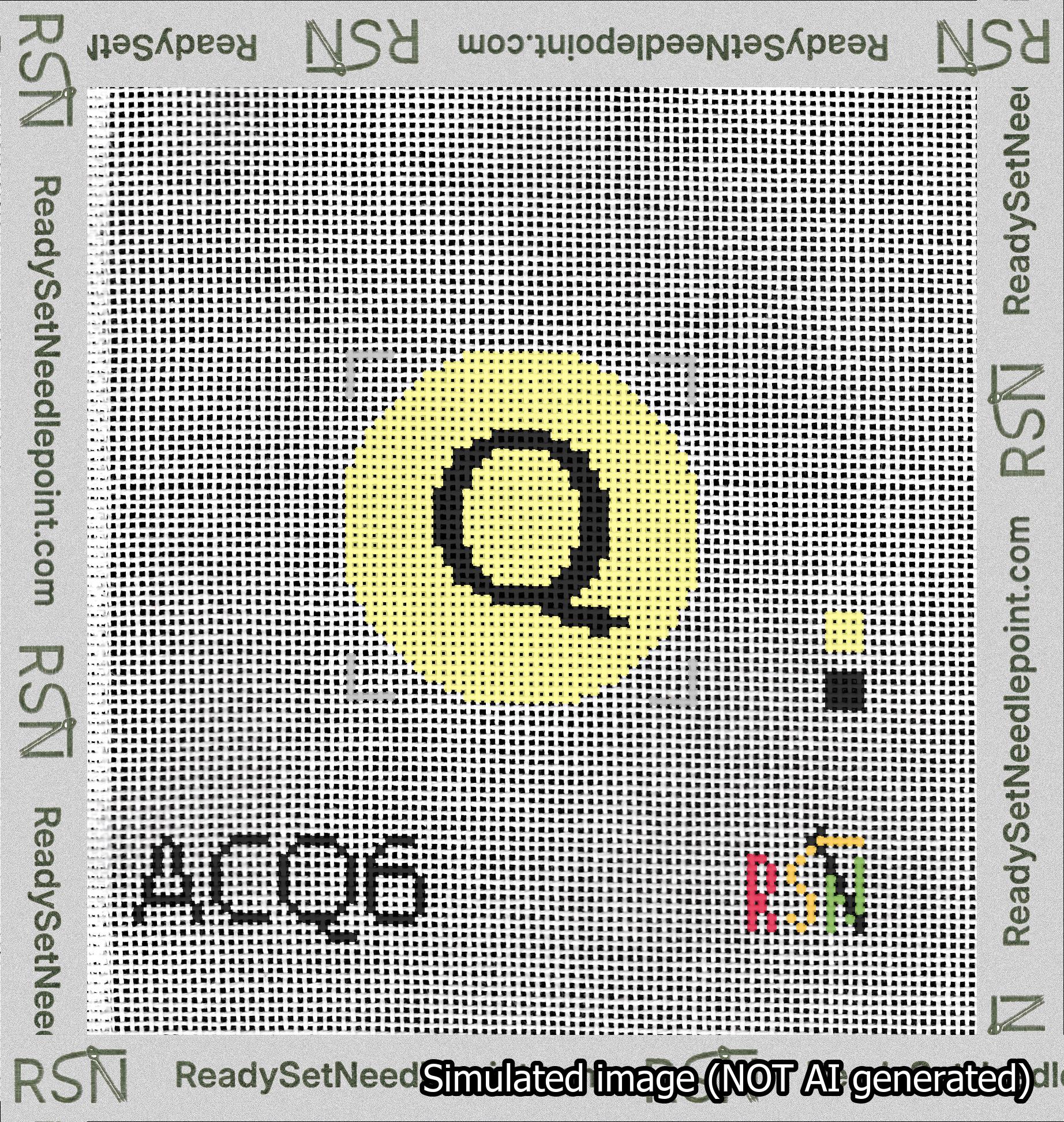 Circle Initial Q Needlepoint Canvas Design