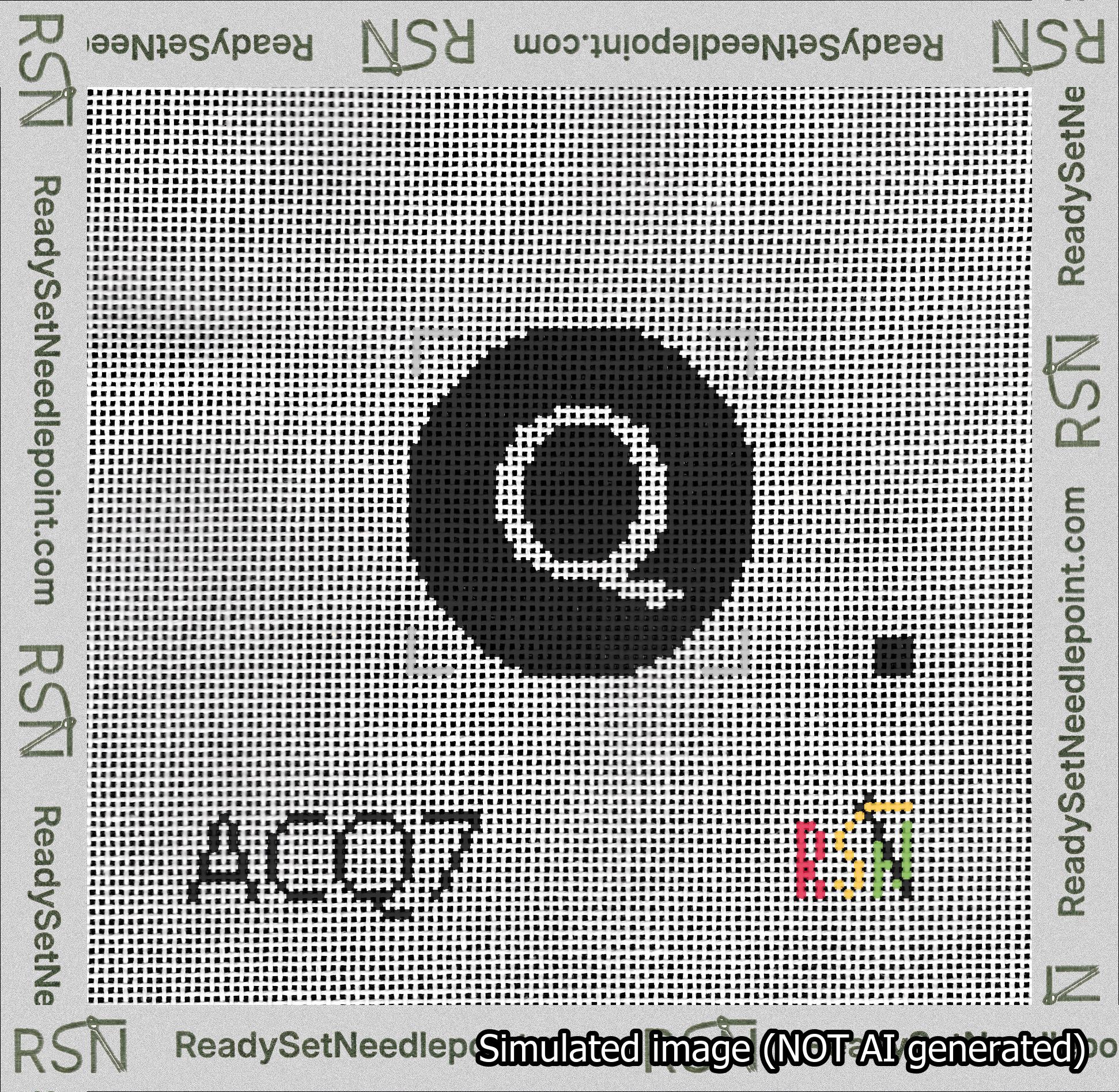 Circle Initial Q Needlepoint Canvas Design