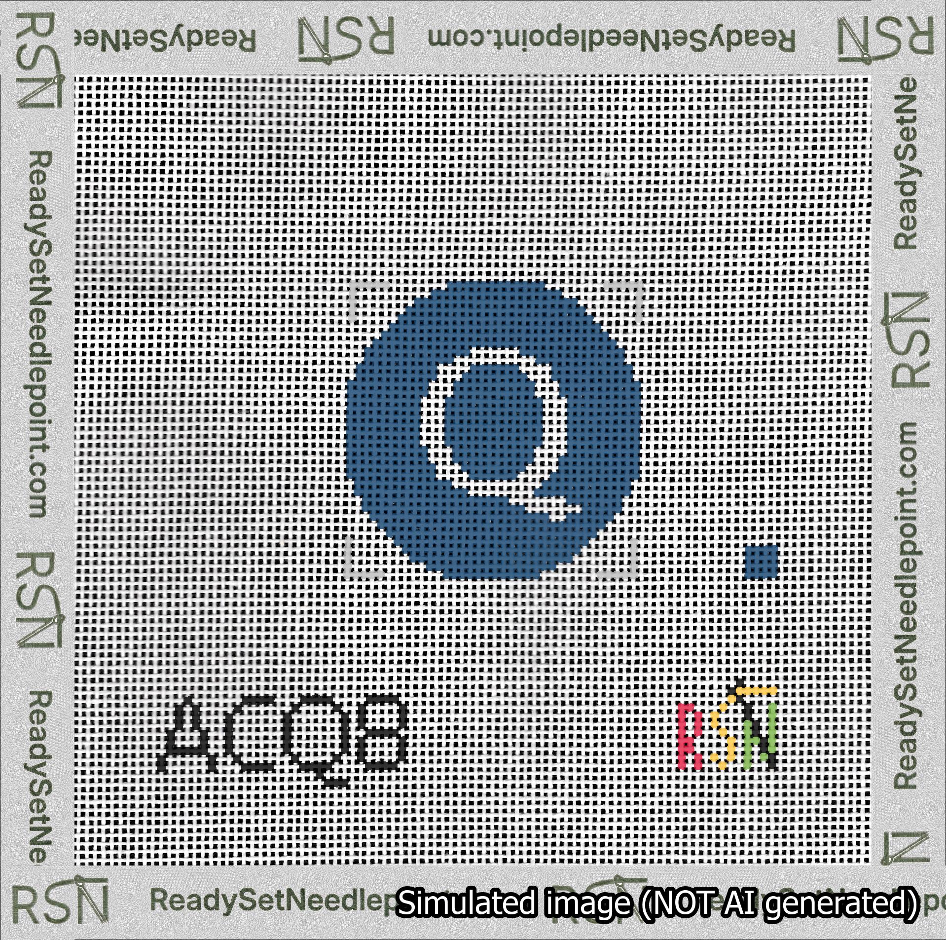 Circle Initial Q Needlepoint Canvas Design