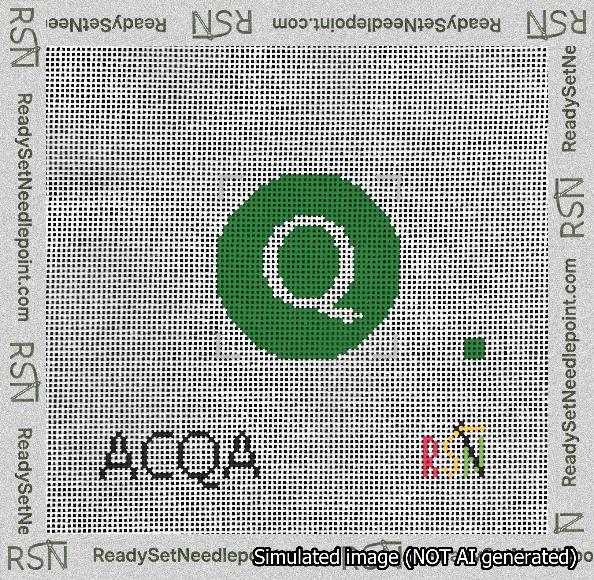 Circle Initial Q Needlepoint Canvas Design