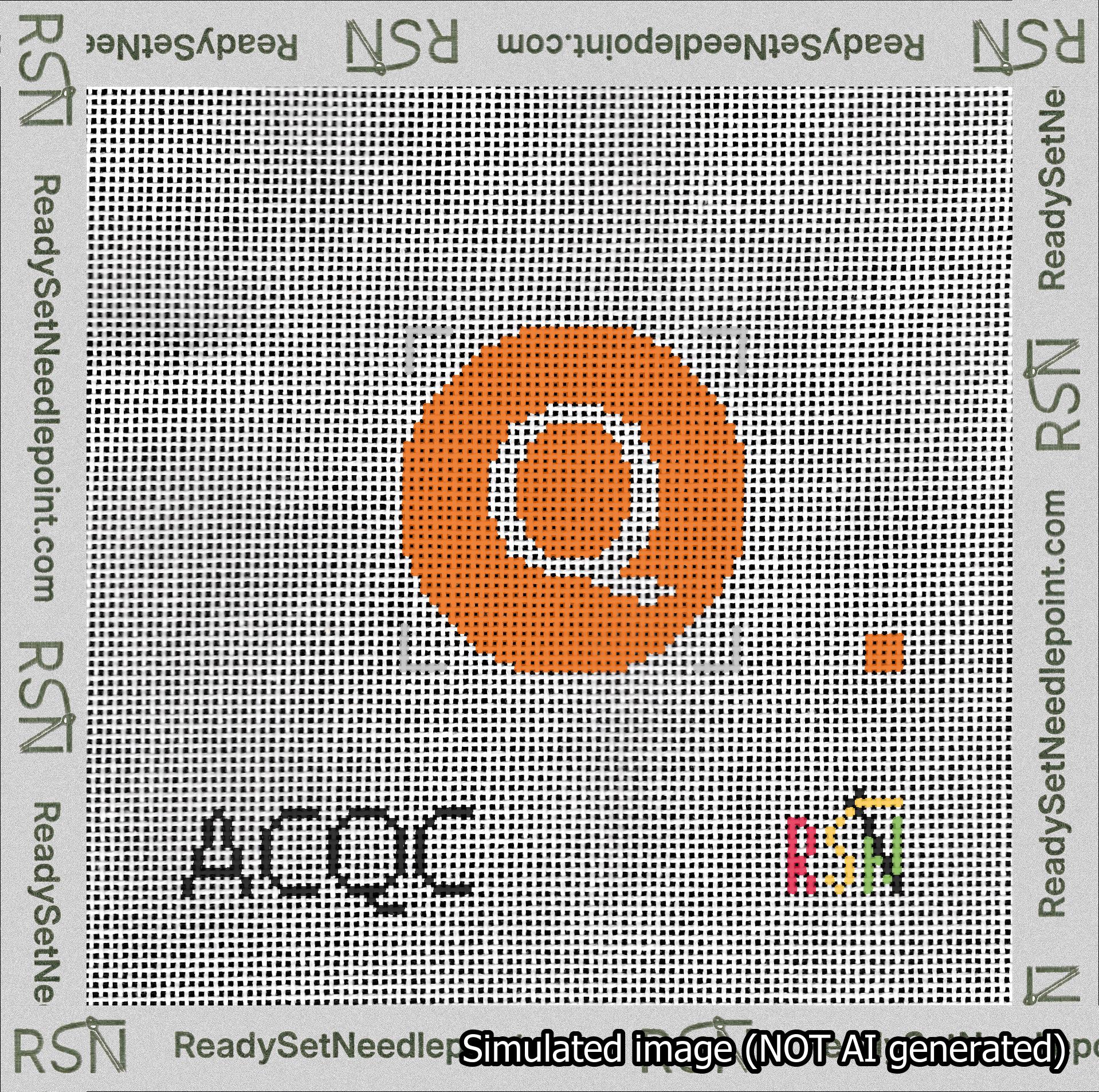 Circle Initial Q Needlepoint Canvas Design