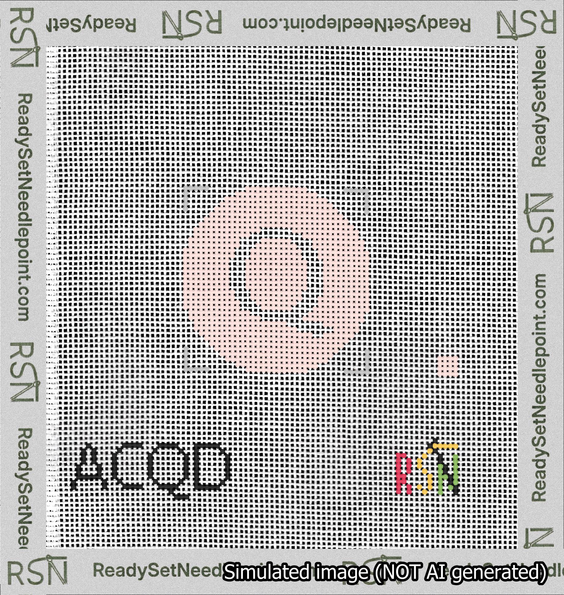 Circle Initial Q Needlepoint Canvas Design