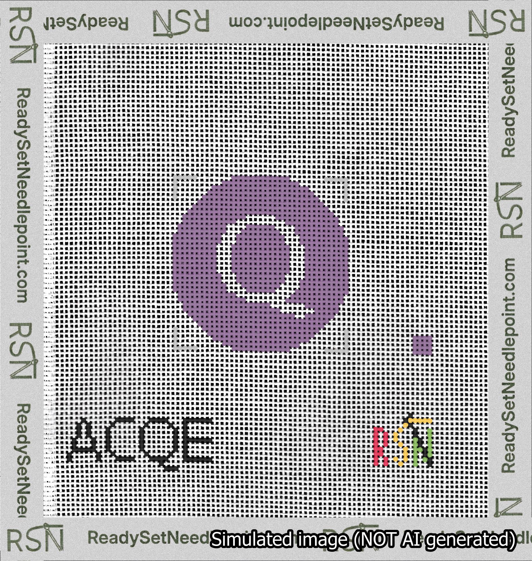 Circle Initial Q Needlepoint Canvas Design