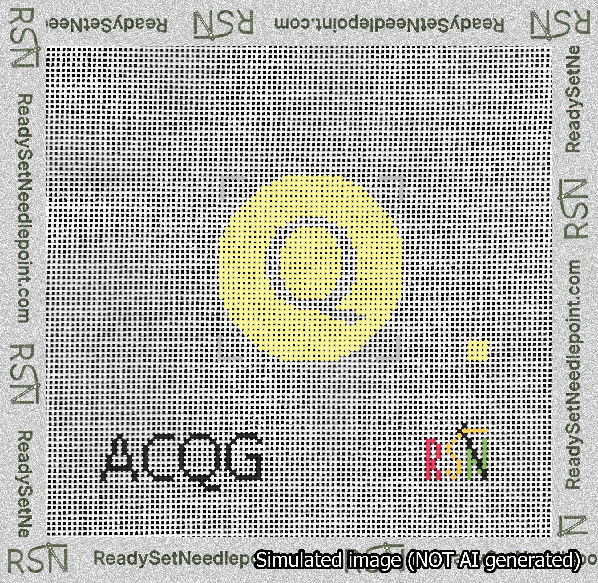 Circle Initial Q Needlepoint Canvas Design