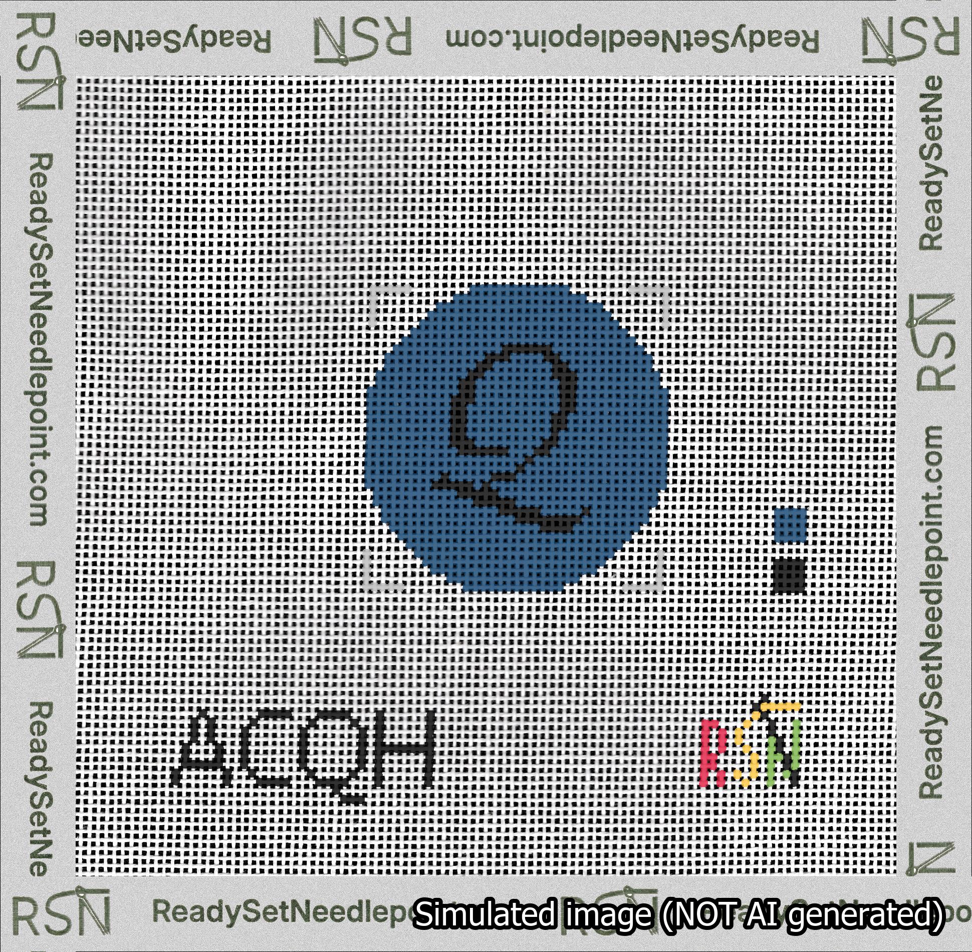 Circle Initial Q Needlepoint Canvas Design