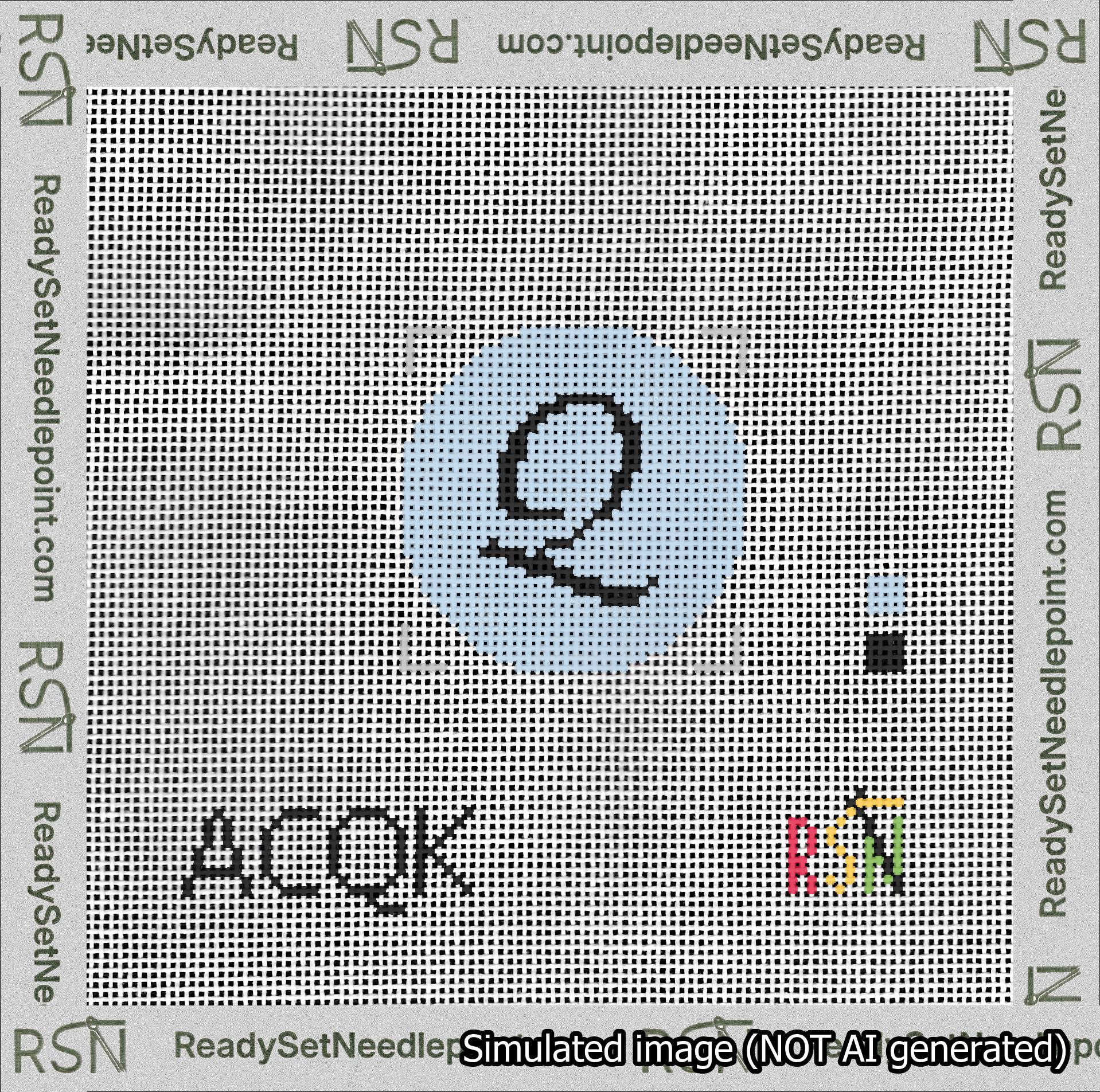 Circle Initial Q Needlepoint Canvas Design