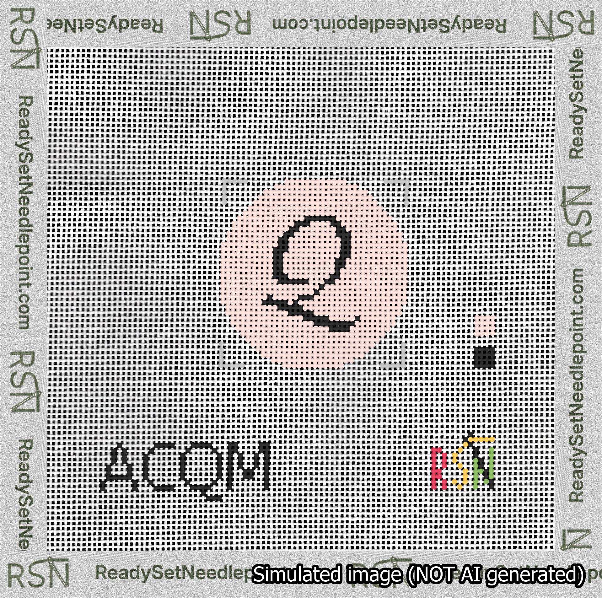 Circle Initial Q Needlepoint Canvas Design