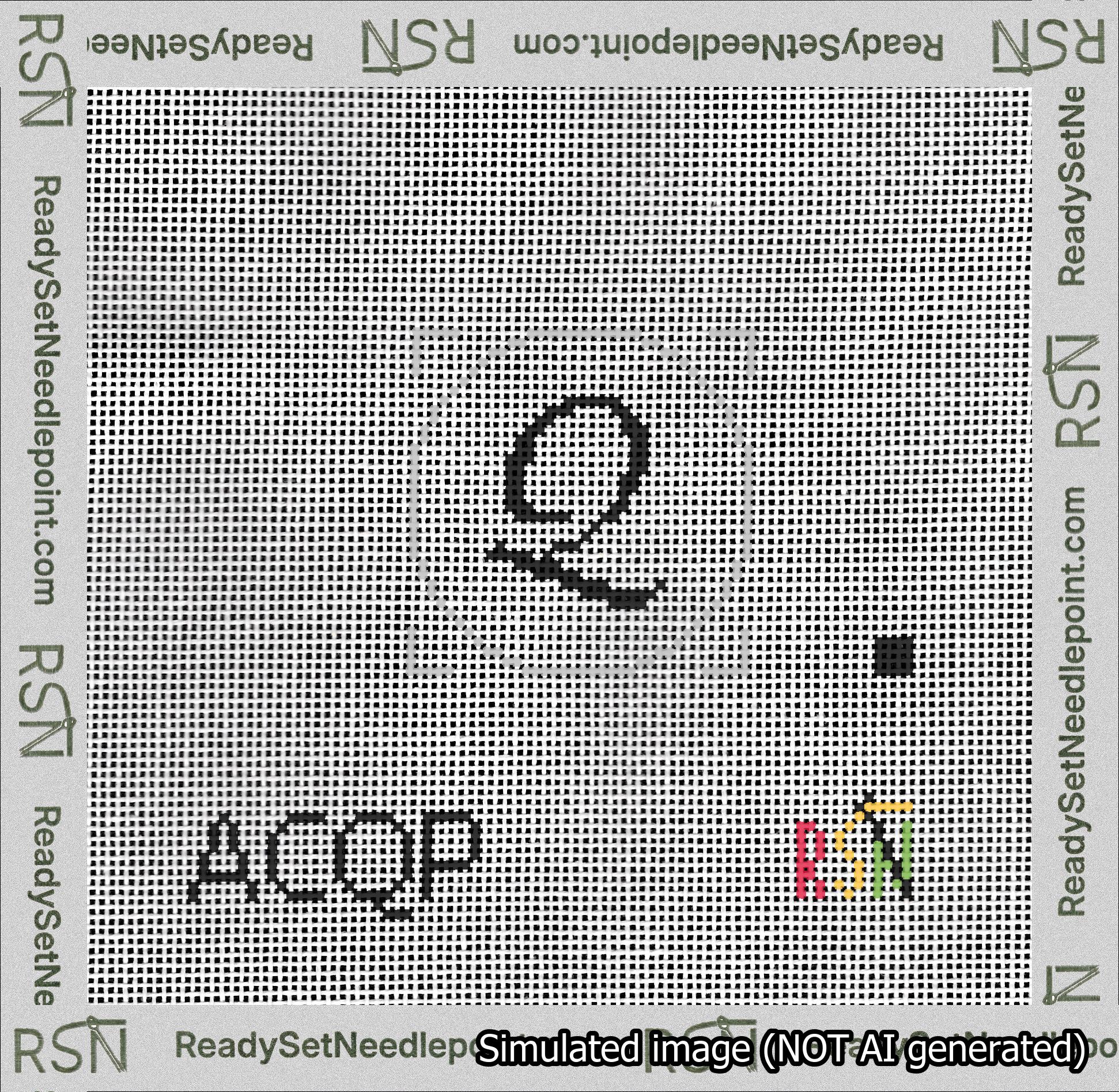 Circle Initial Q Needlepoint Canvas Design