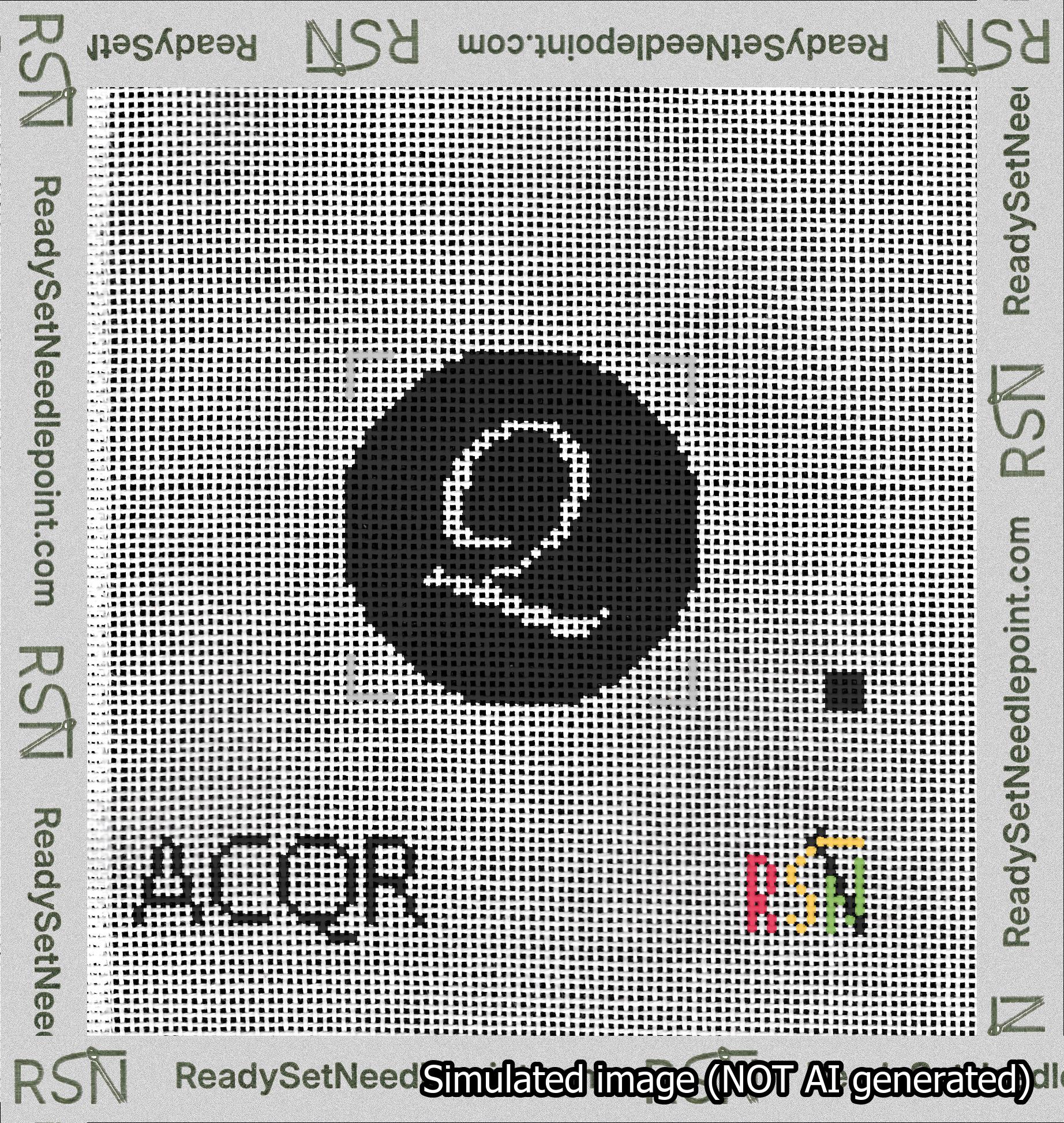 Circle Initial Q Needlepoint Canvas Design