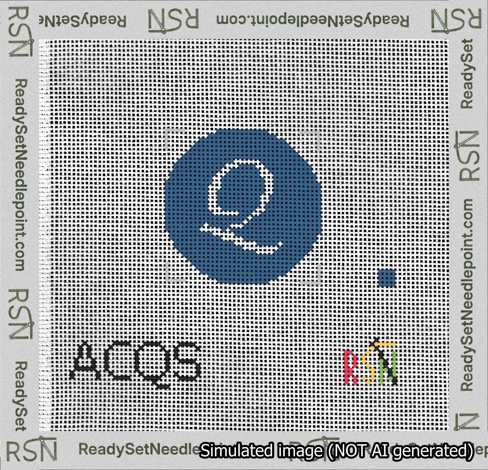 Circle Initial Q Needlepoint Canvas Design