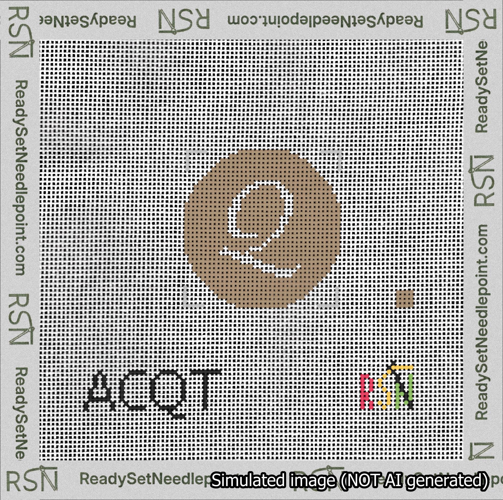 Circle Initial Q Needlepoint Canvas Design