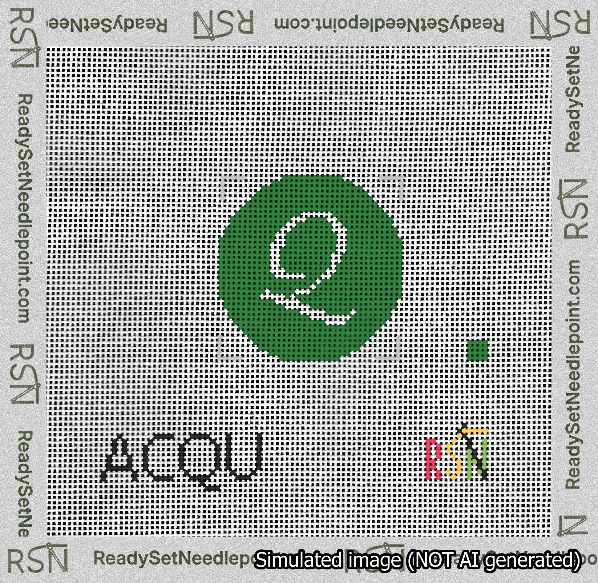 Circle Initial Q Needlepoint Canvas Design