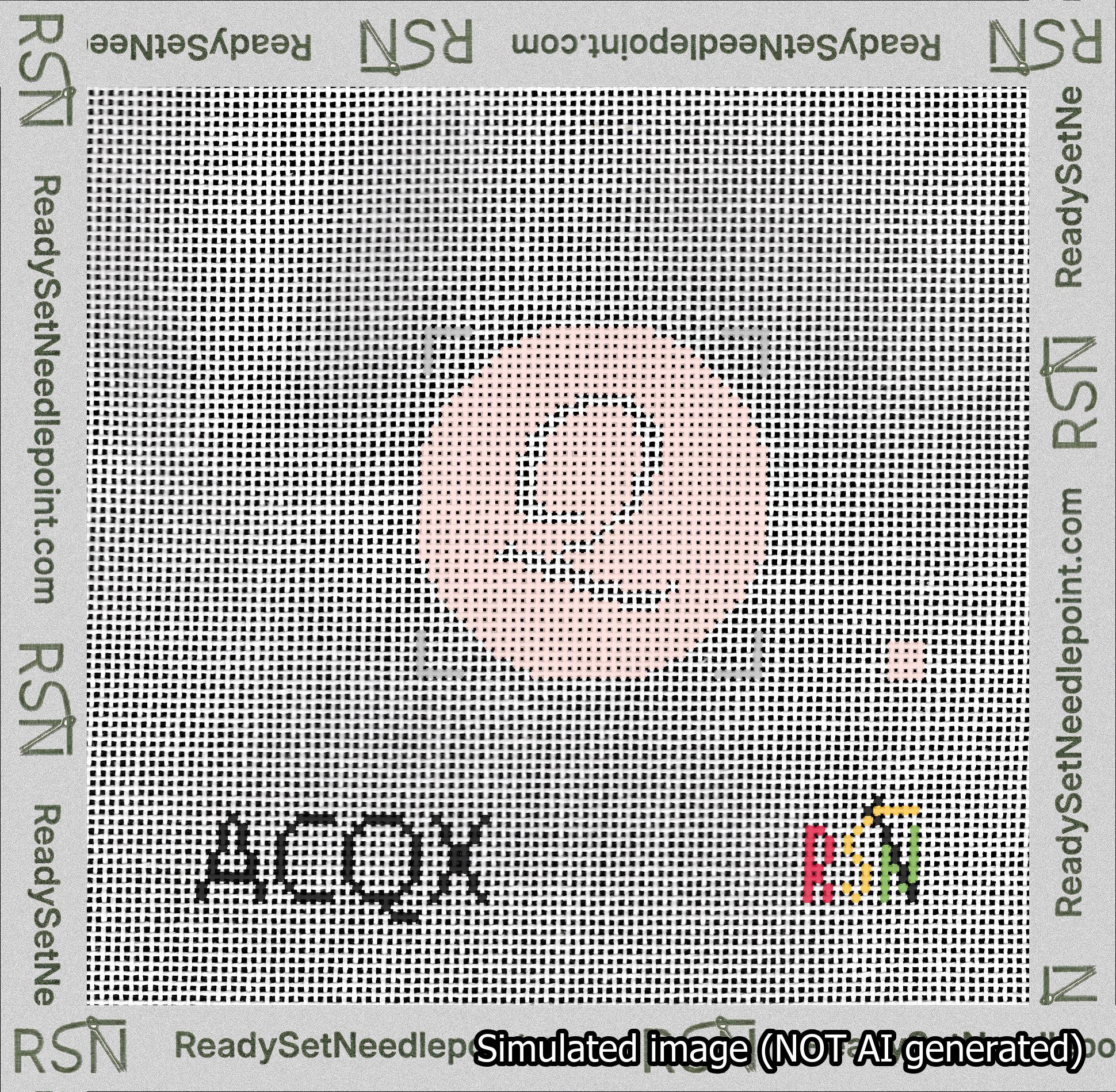 Circle Initial Q Needlepoint Canvas Design