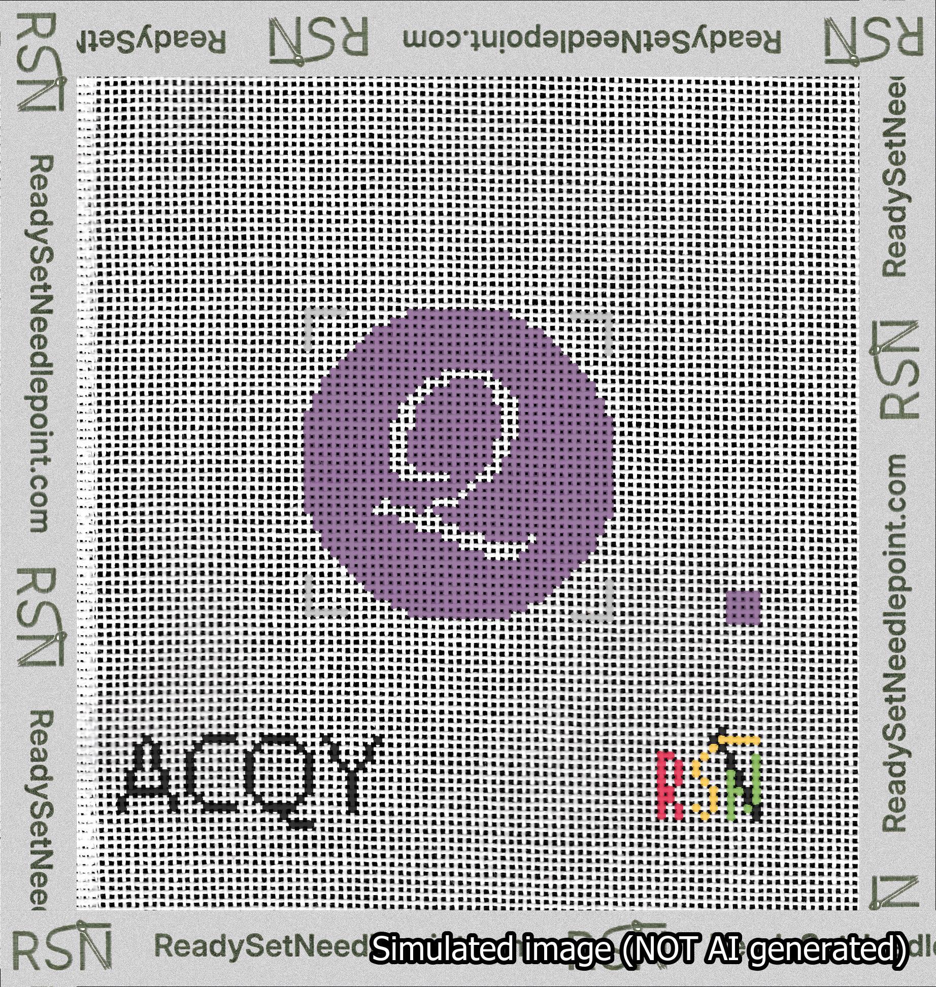 Circle Initial Q Needlepoint Canvas Design