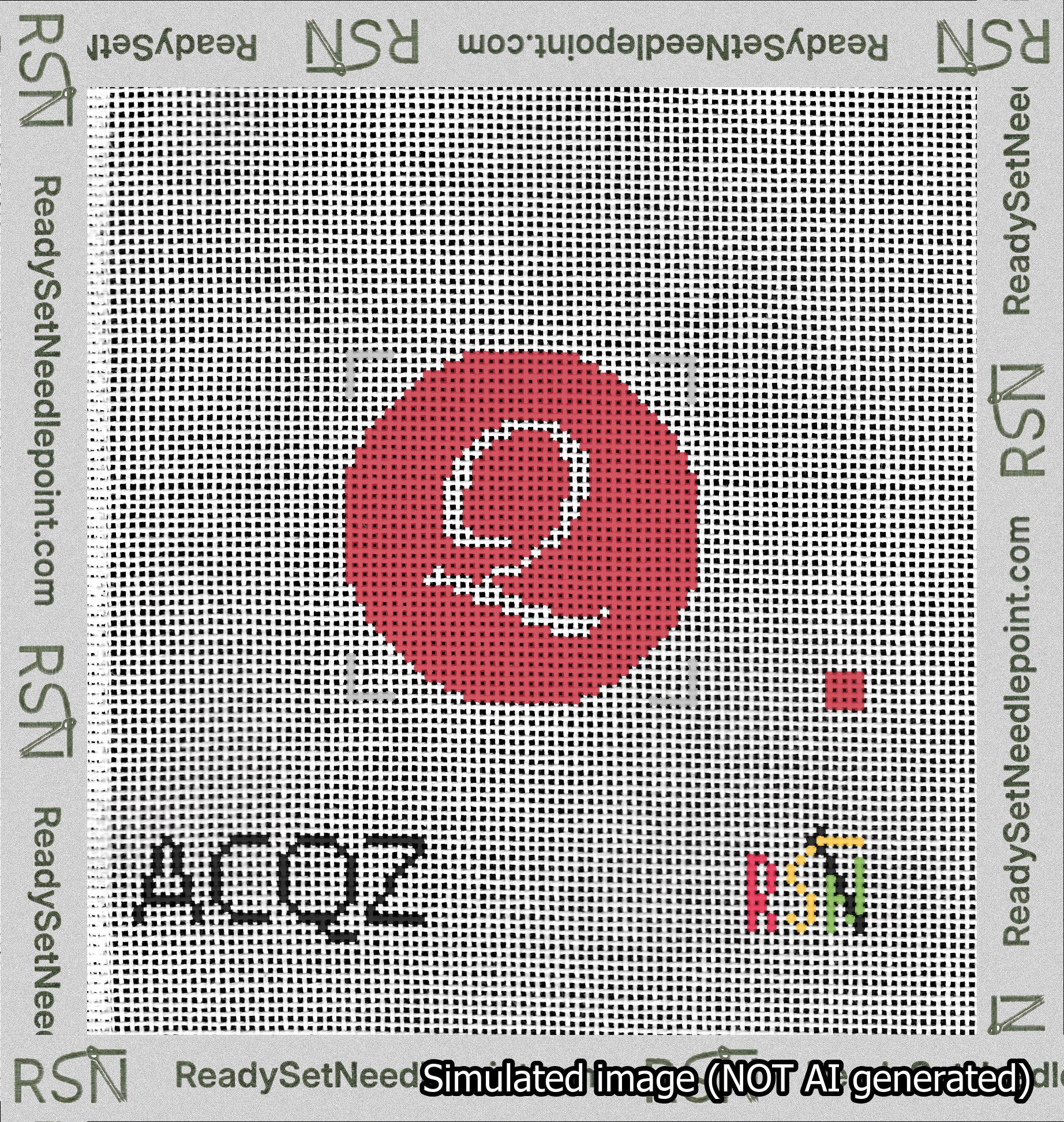 Circle Initial Q Needlepoint Canvas Design