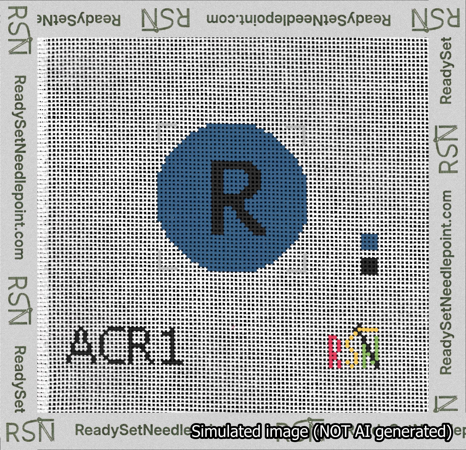 Circle Initial R Needlepoint Canvas Design
