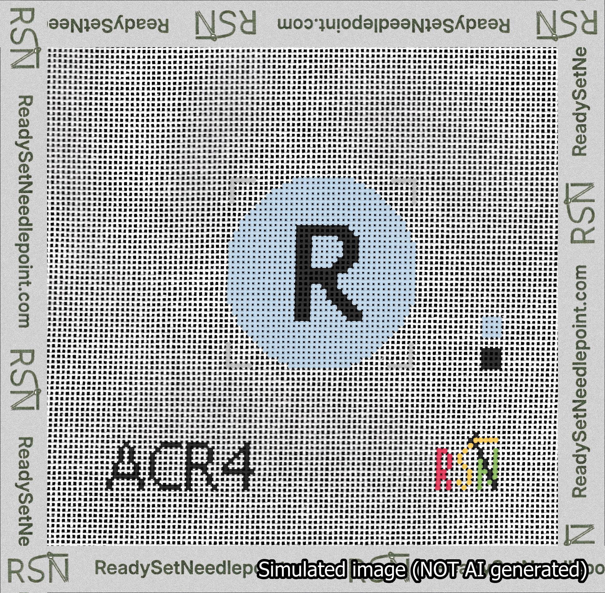 Circle Initial R Needlepoint Canvas Design