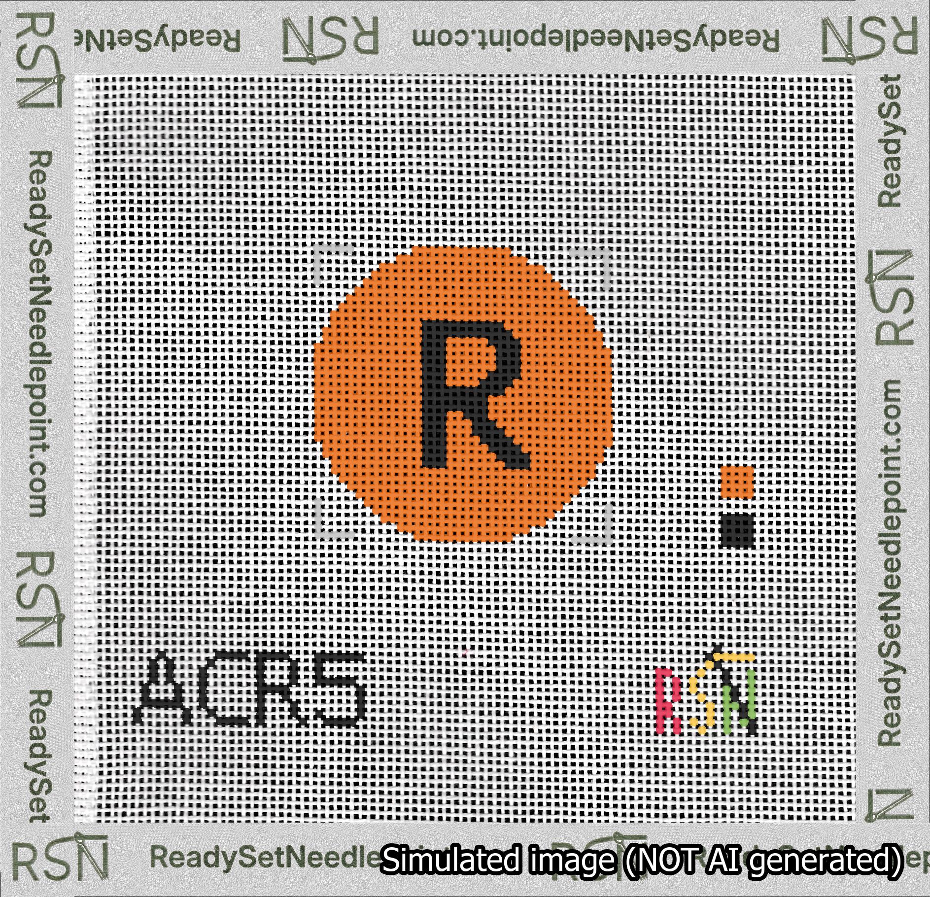 Circle Initial R Needlepoint Canvas Design