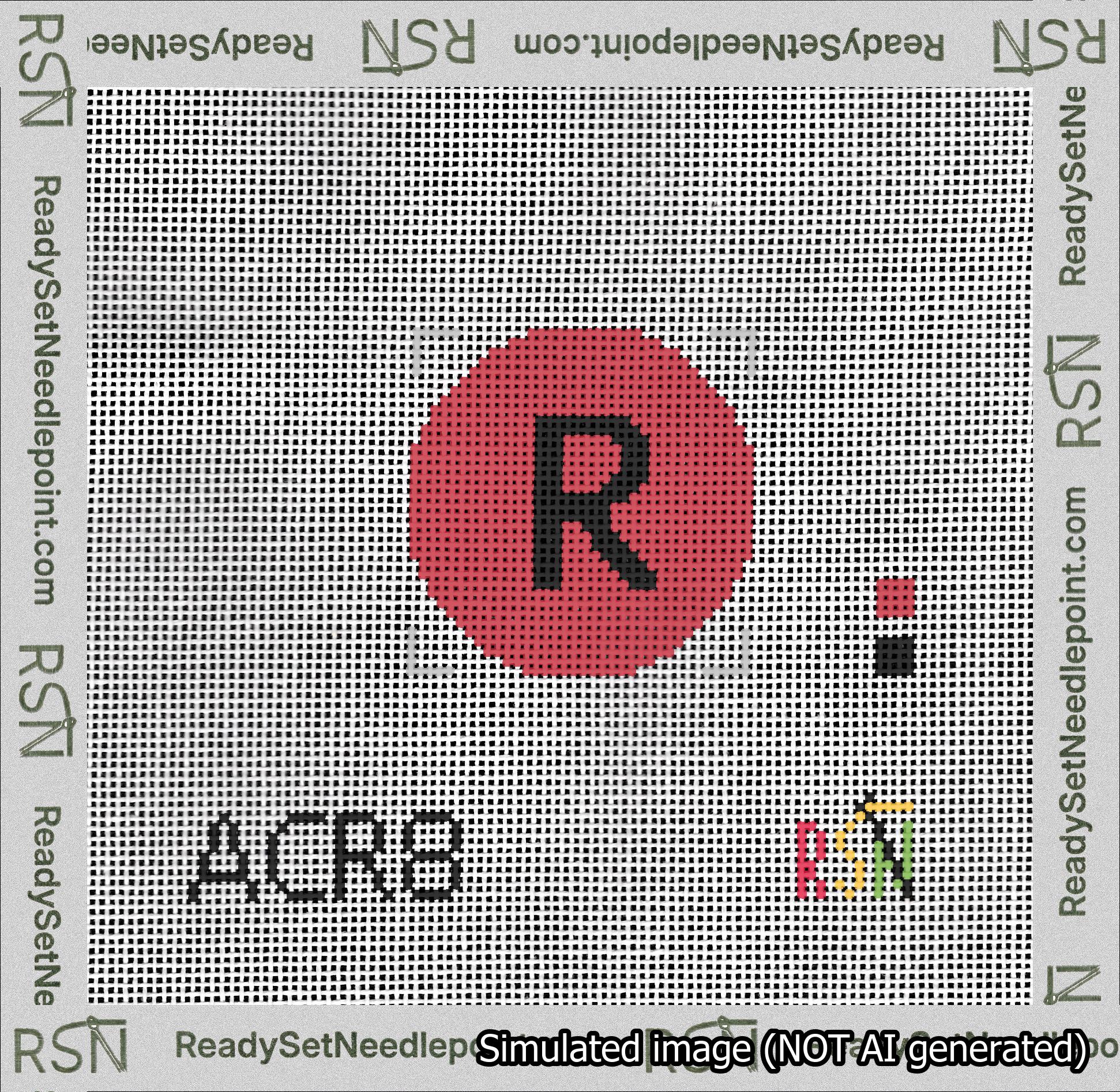 Circle Initial R Needlepoint Canvas Design