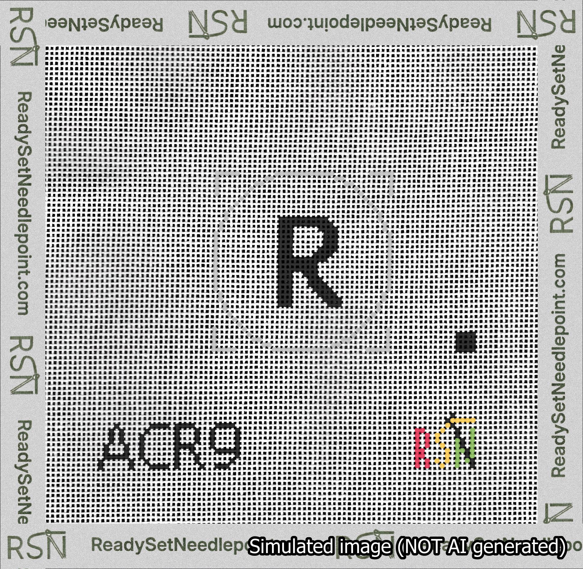 Circle Initial R Needlepoint Canvas Design