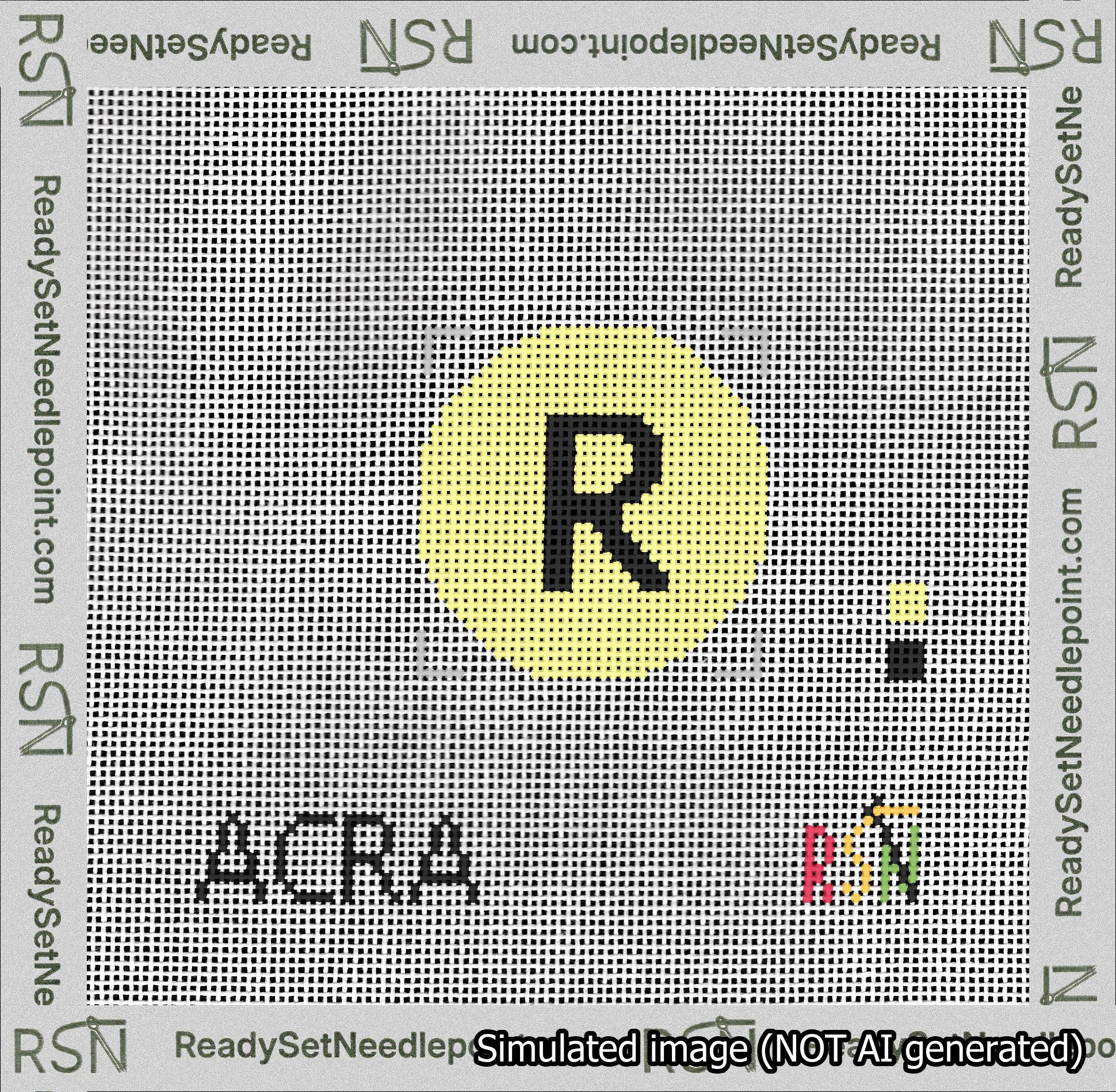 Circle Initial R Needlepoint Canvas Design