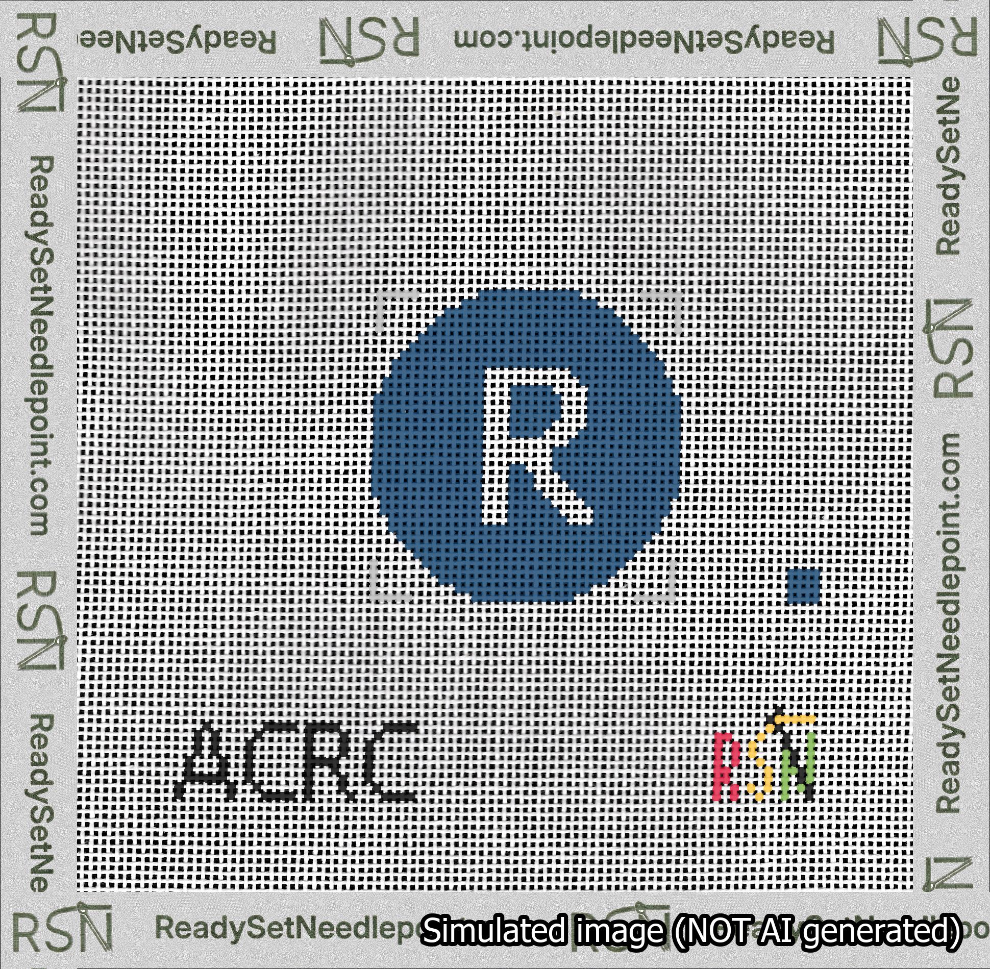 Circle Initial R Needlepoint Canvas Design