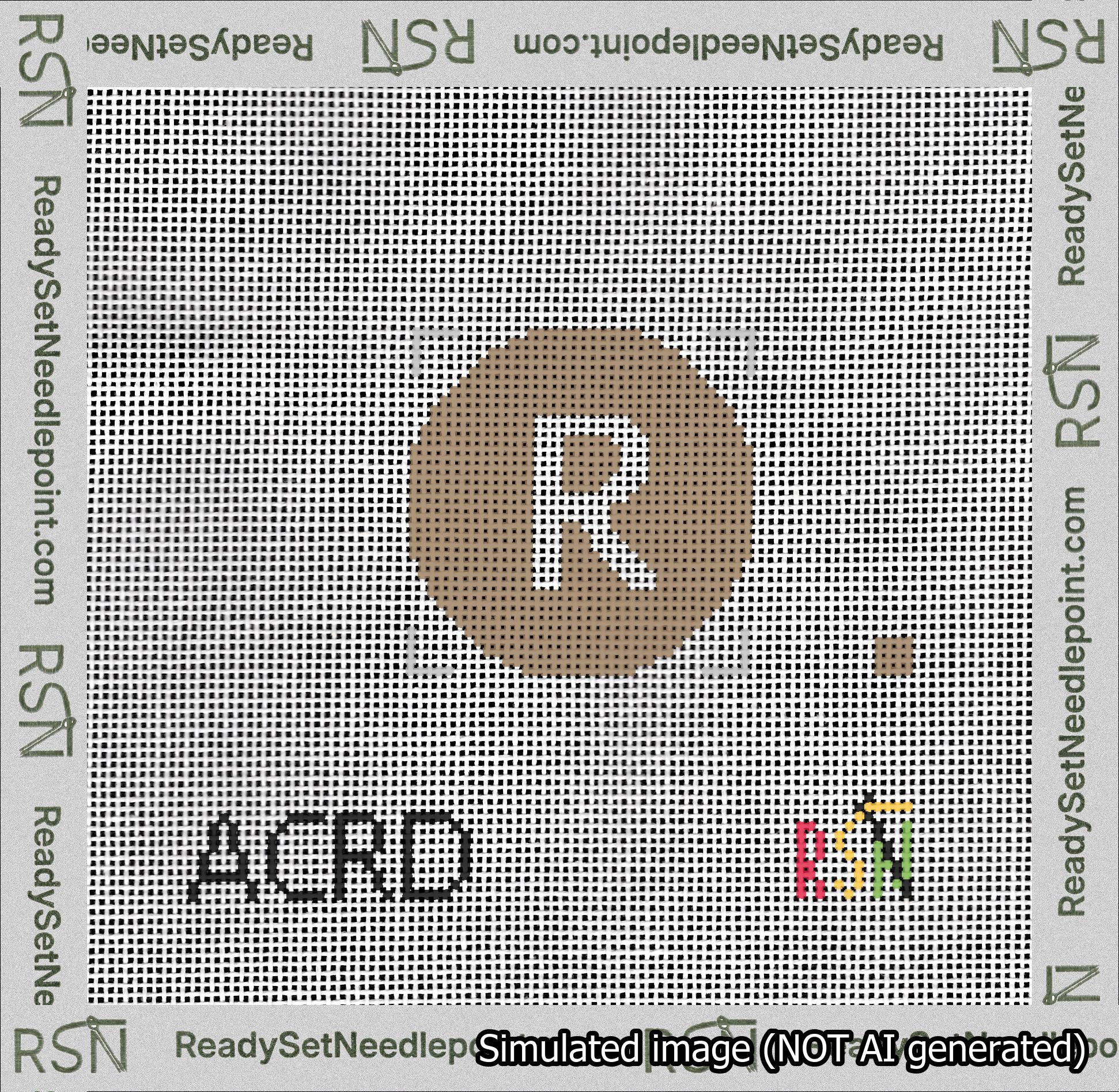 Circle Initial R Needlepoint Canvas Design