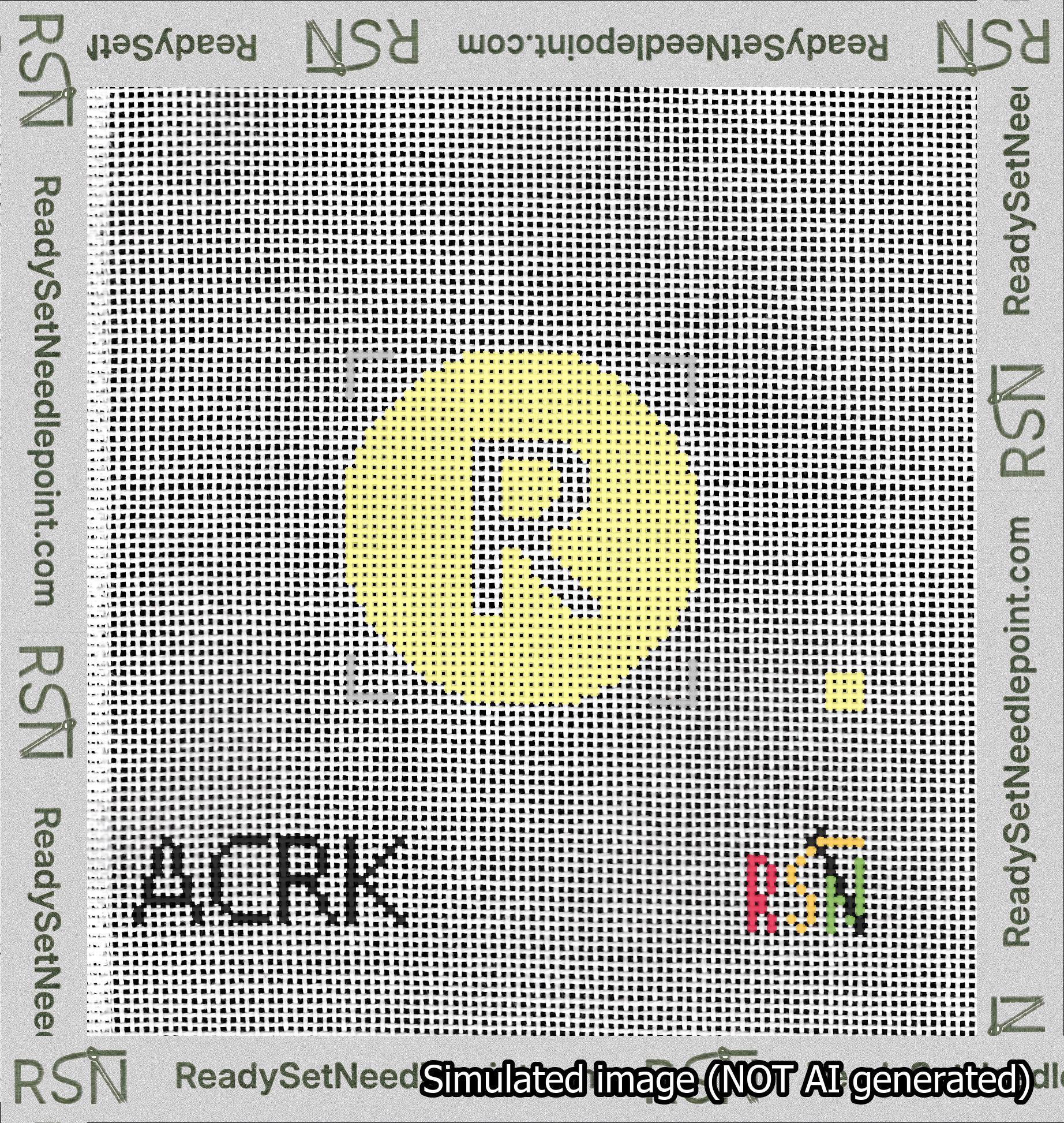 Circle Initial R Needlepoint Canvas Design