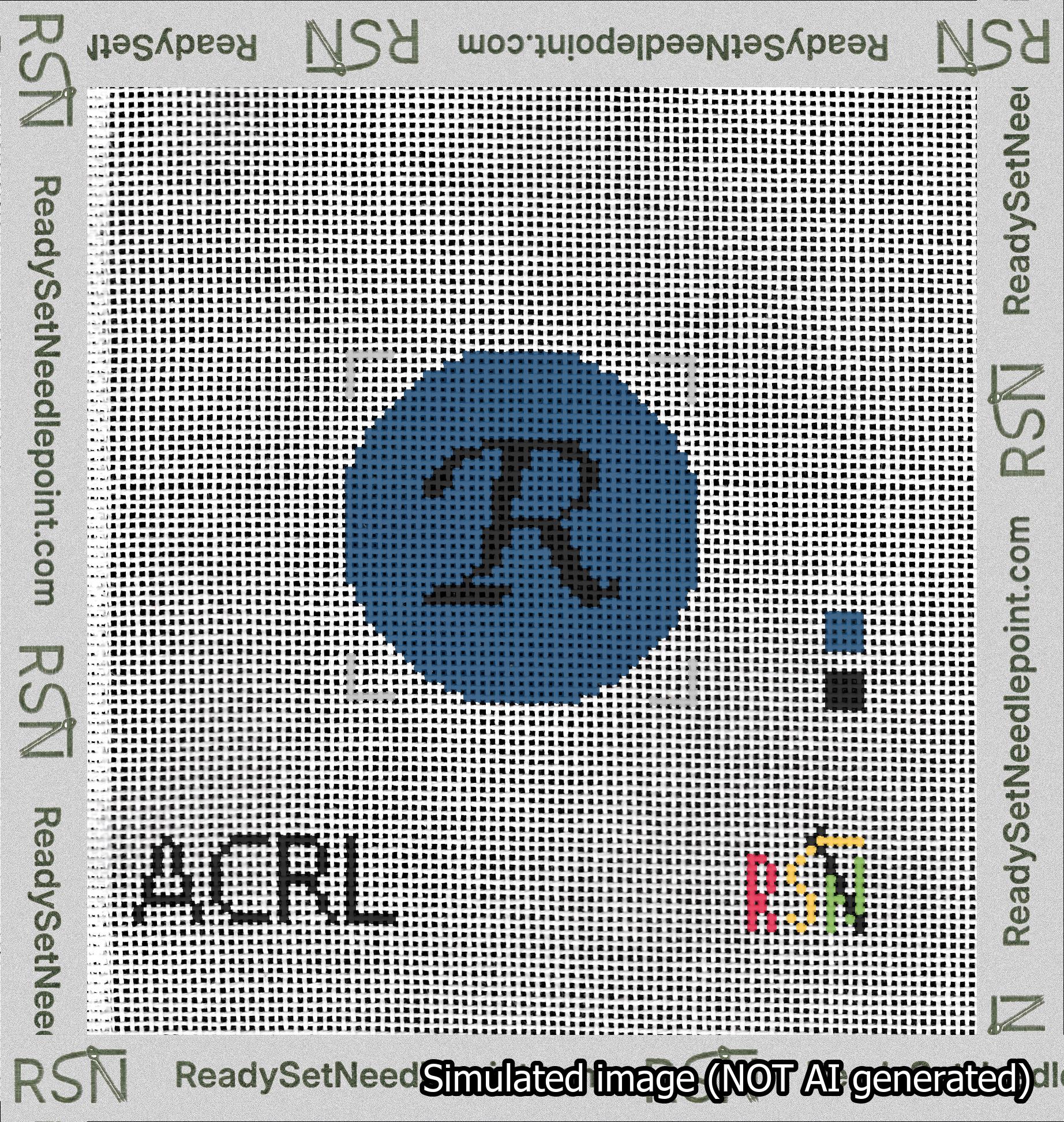Circle Initial R Needlepoint Canvas Design