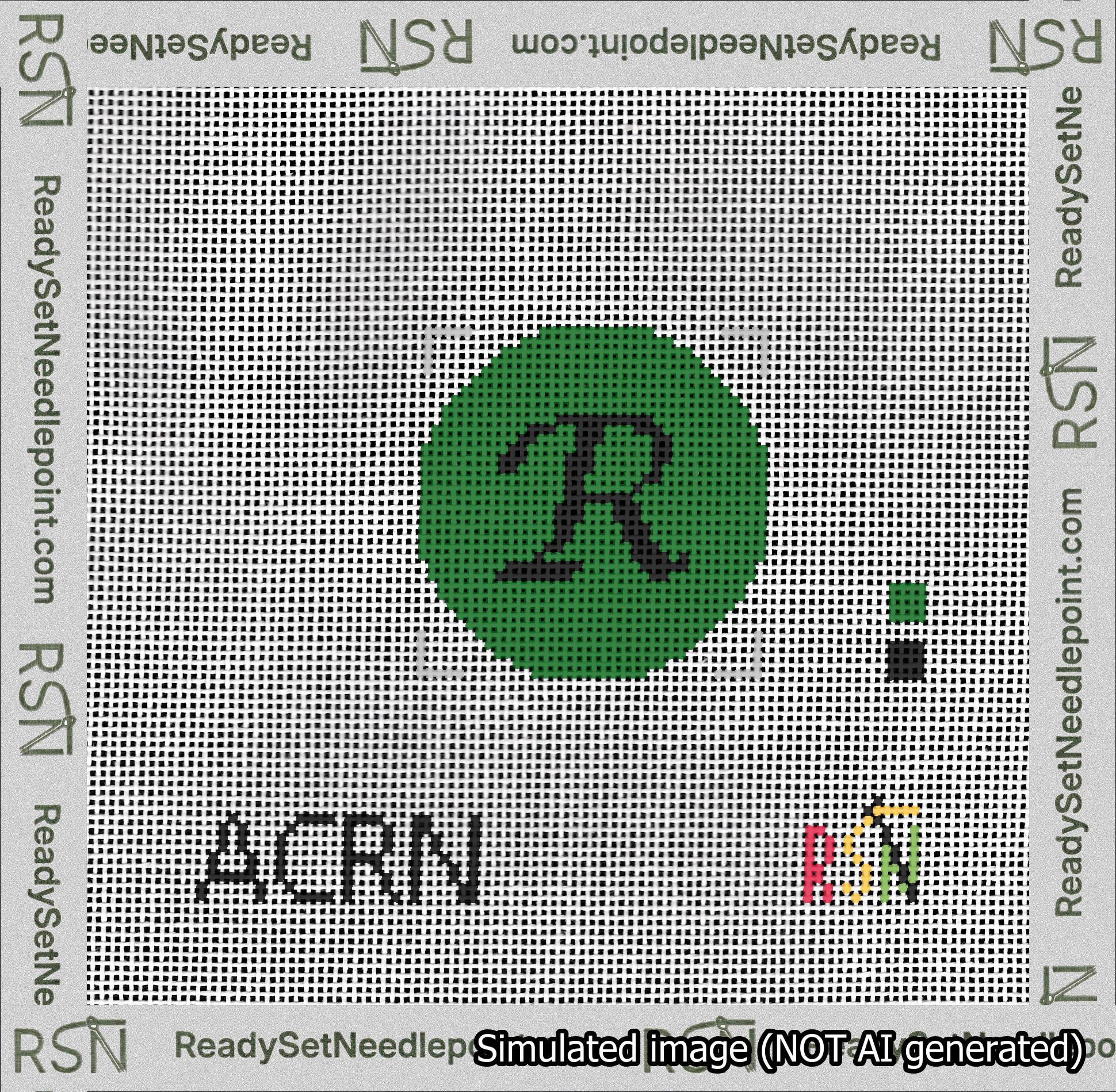Circle Initial R Needlepoint Canvas Design