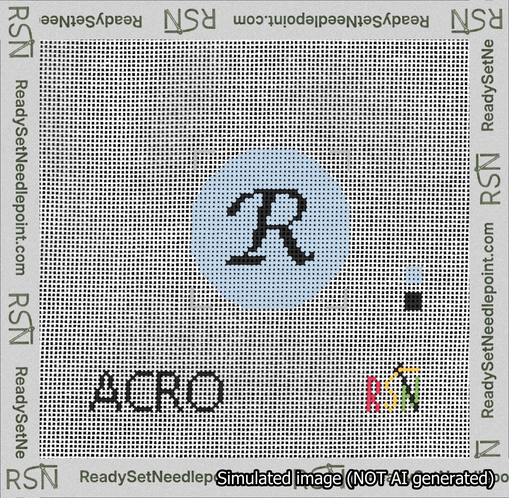 Circle Initial R Needlepoint Canvas Design