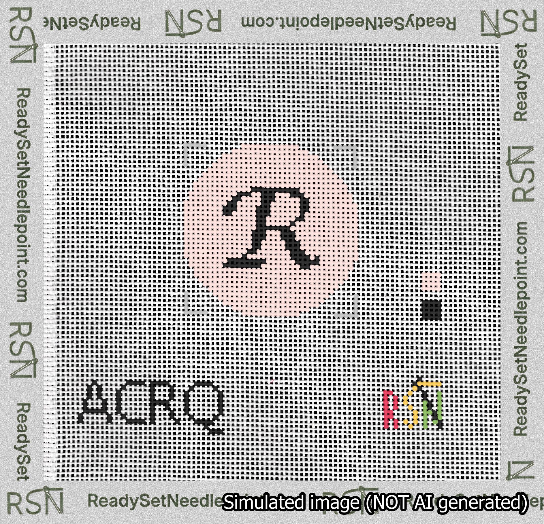 Circle Initial R Needlepoint Canvas Design