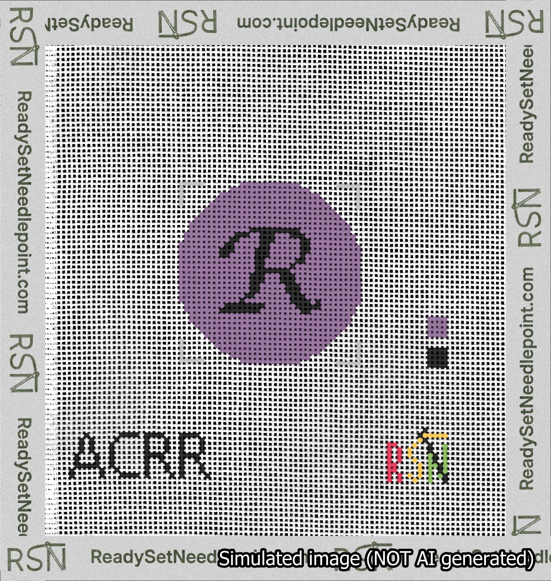 Circle Initial R Needlepoint Canvas Design