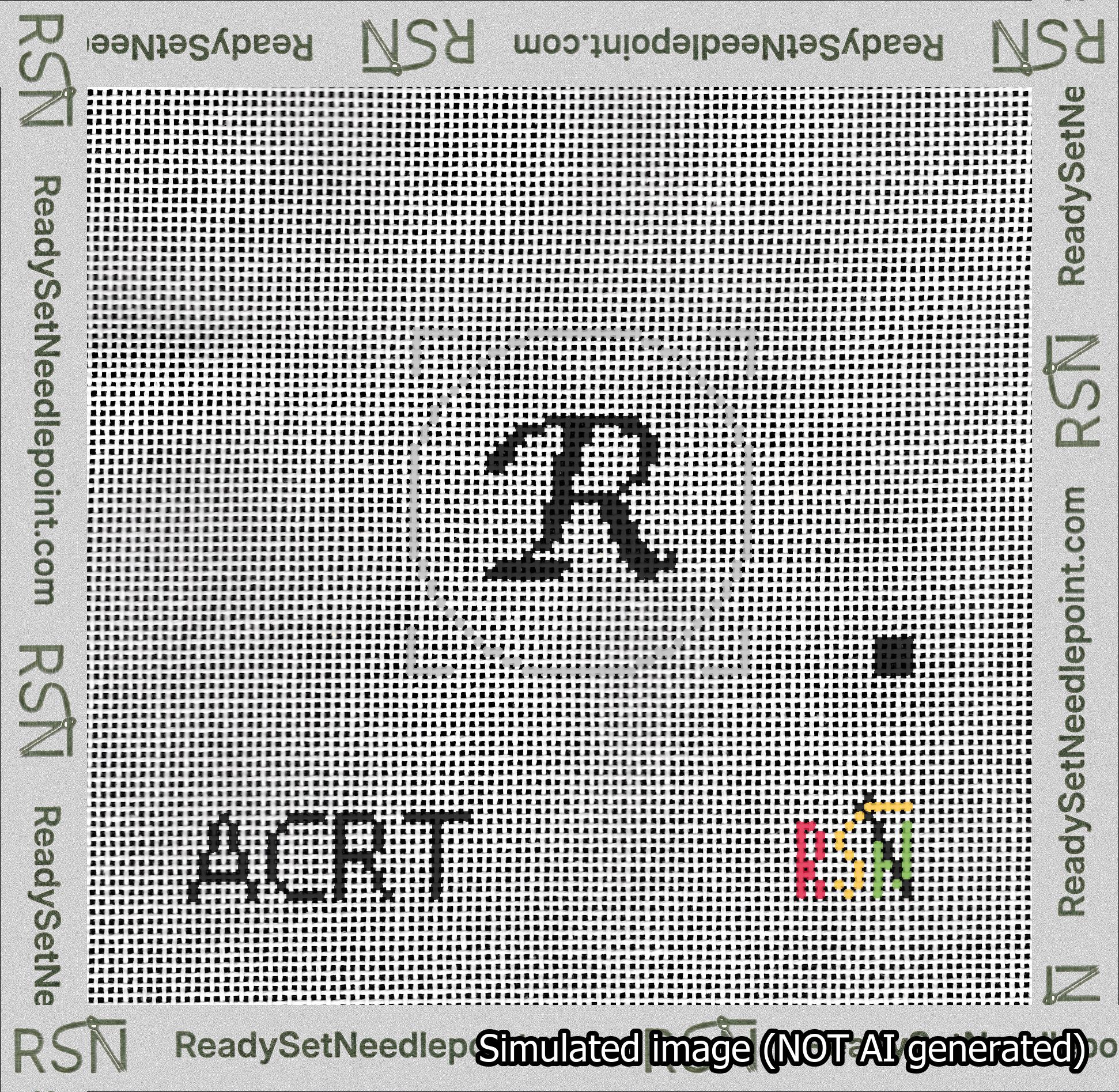 Circle Initial R Needlepoint Canvas Design