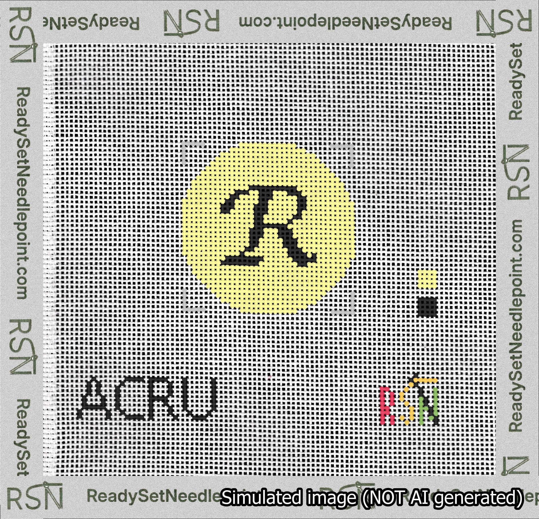 Circle Initial R Needlepoint Canvas Design