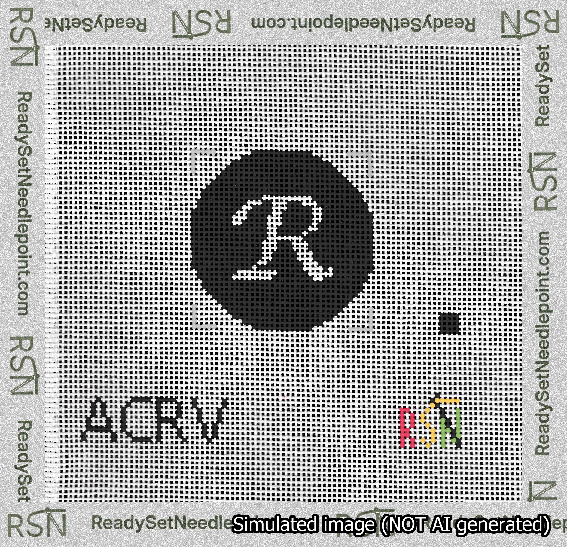 Circle Initial R Needlepoint Canvas Design