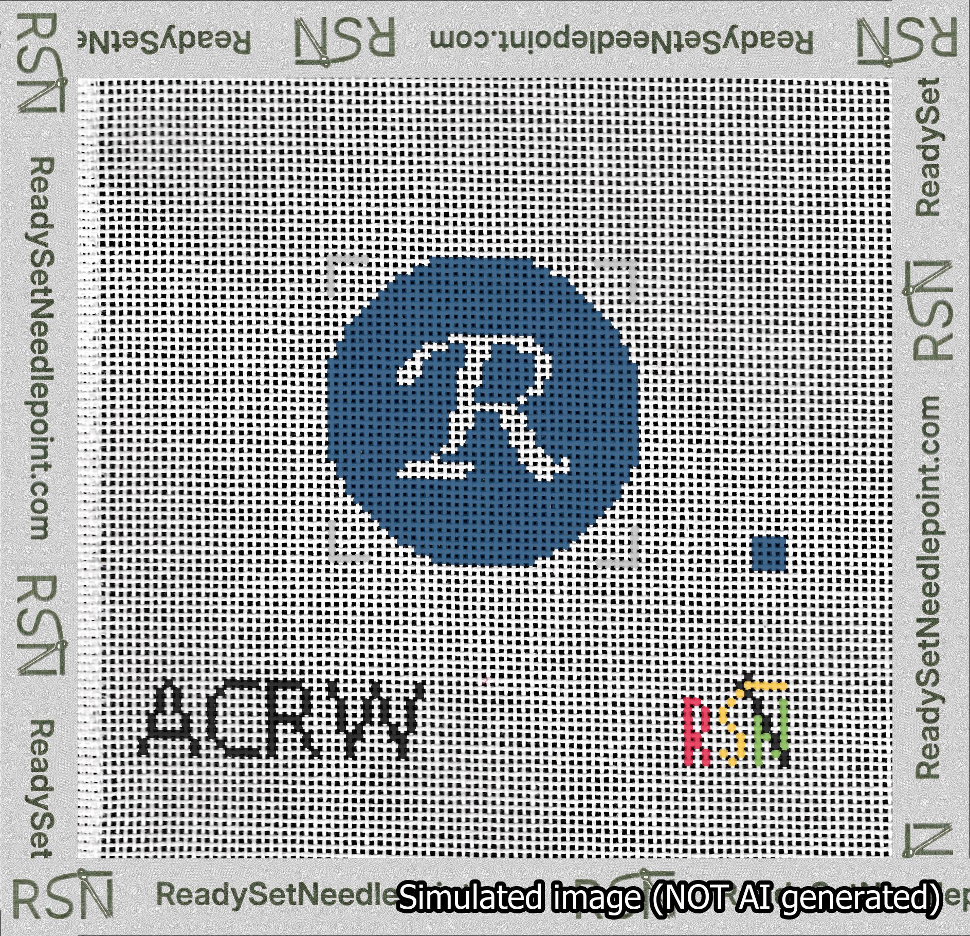 Circle Initial R Needlepoint Canvas Design