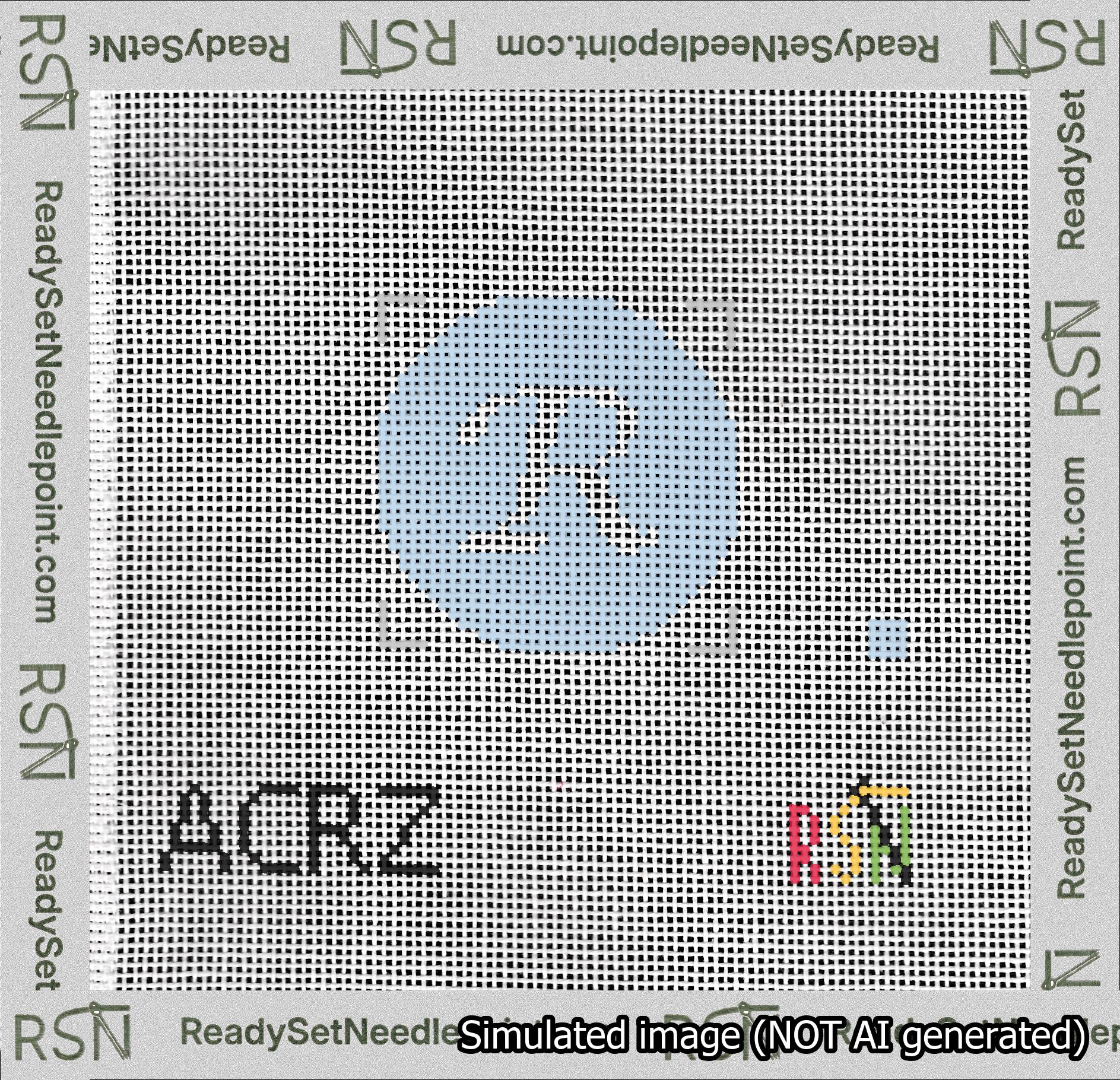 Circle Initial R Needlepoint Canvas Design