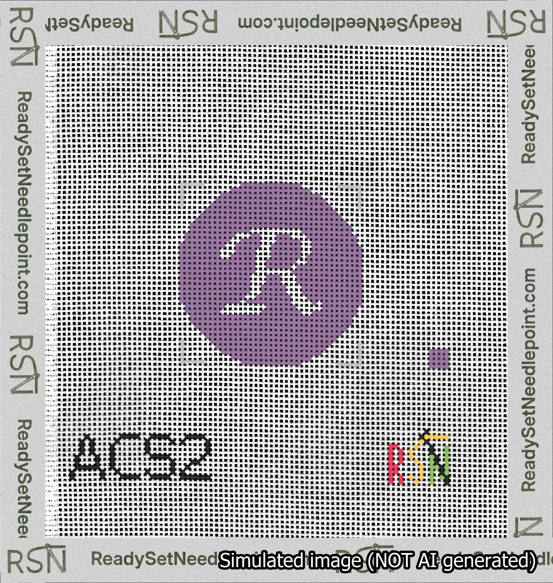 Circle Initial R Needlepoint Canvas Design