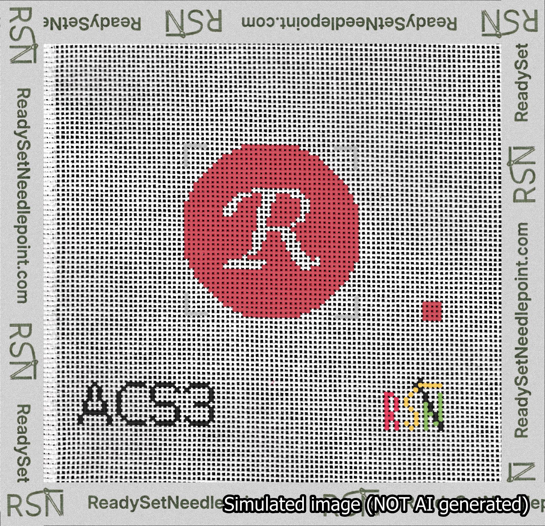 Circle Initial R Needlepoint Canvas Design