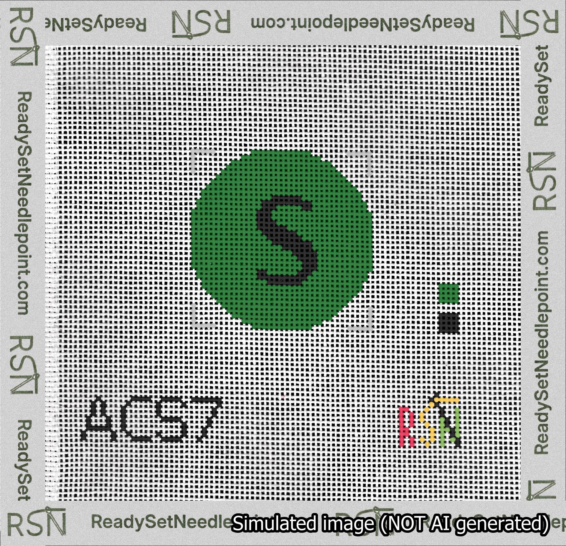 Circle Initial S Needlepoint Canvas Design