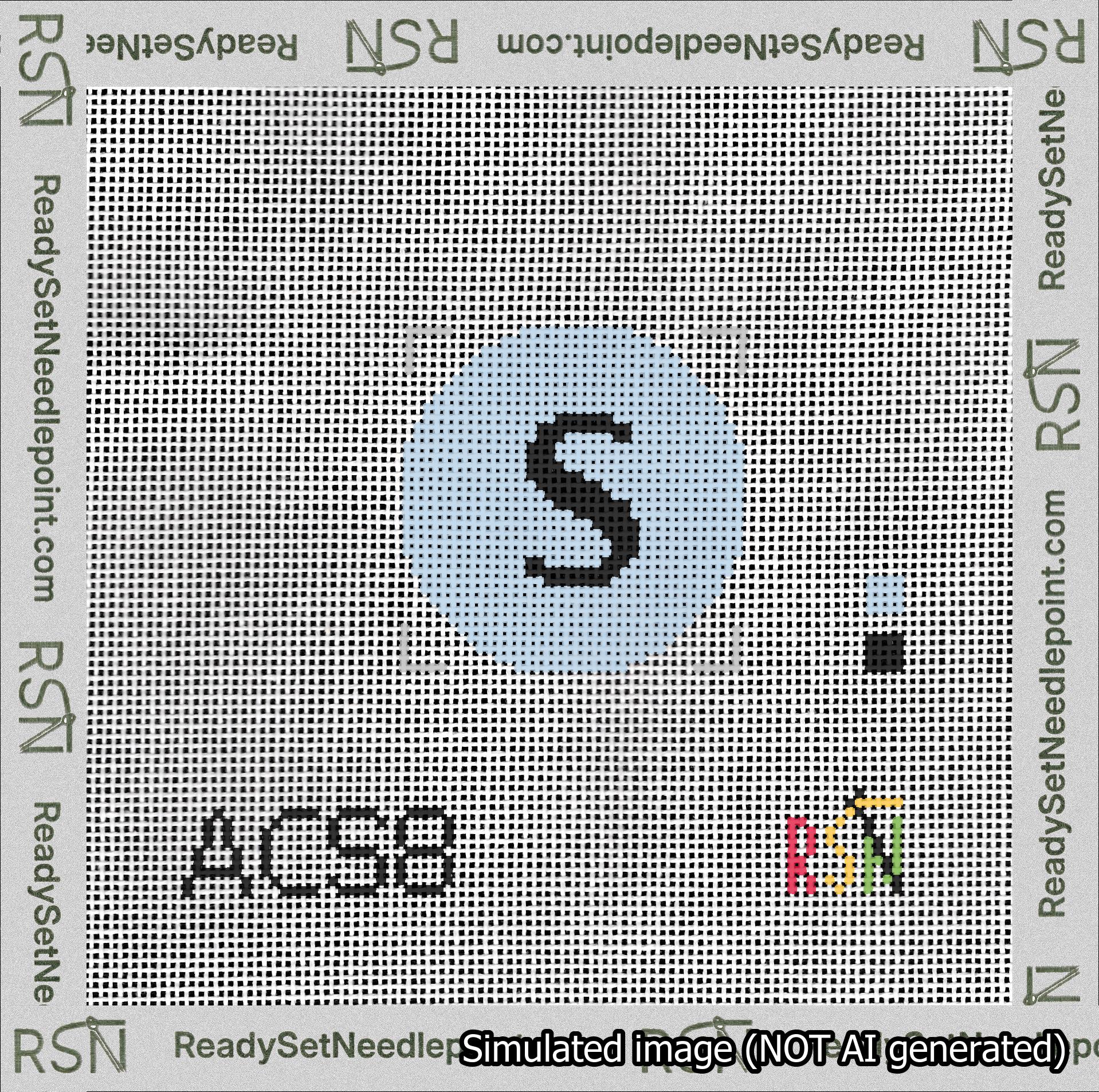 Circle Initial S Needlepoint Canvas Design