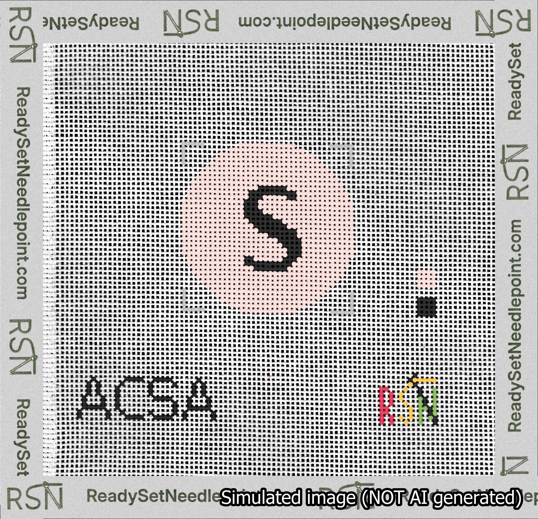 Circle Initial S Needlepoint Canvas Design
