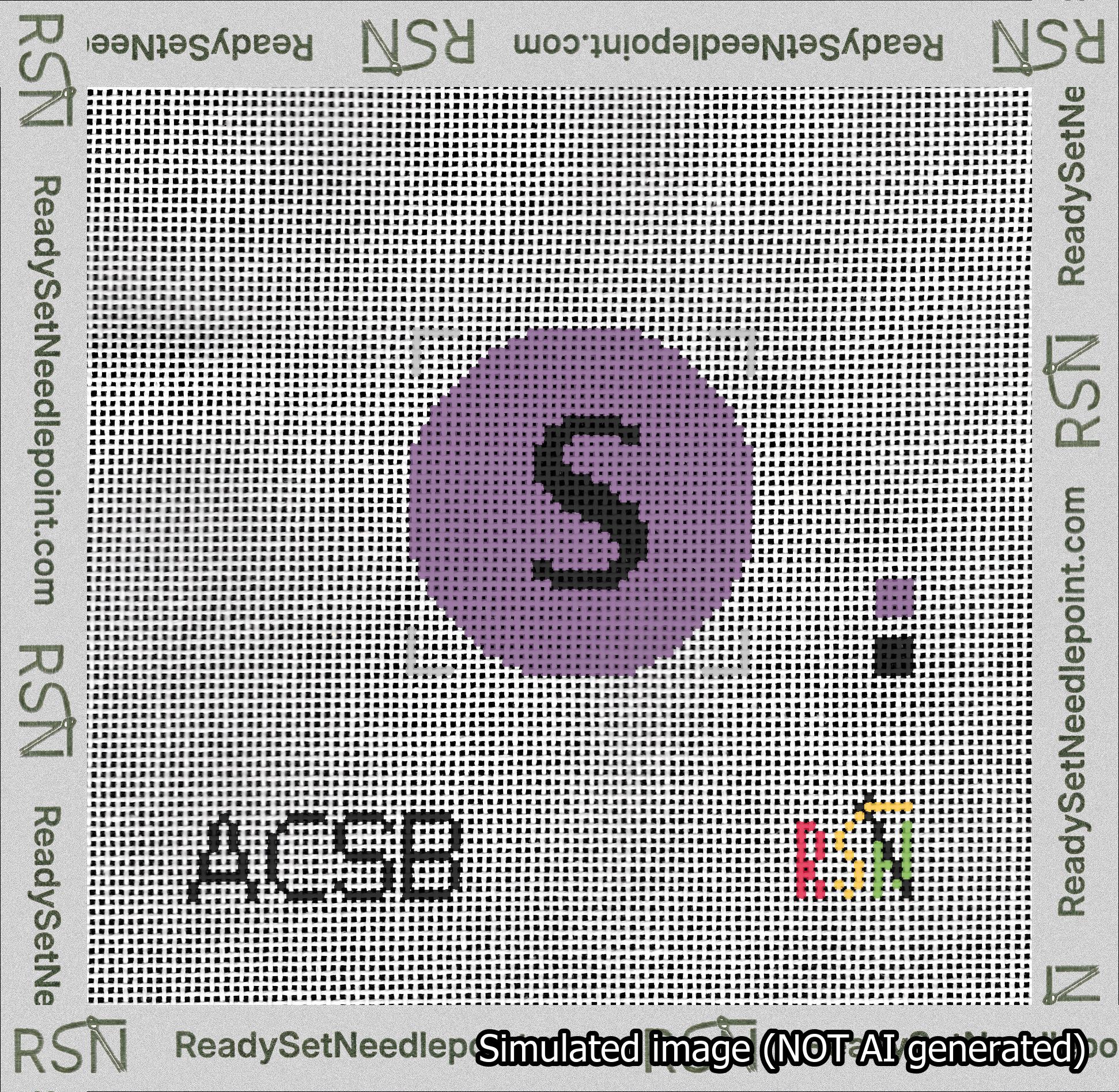 Circle Initial S Needlepoint Canvas Design