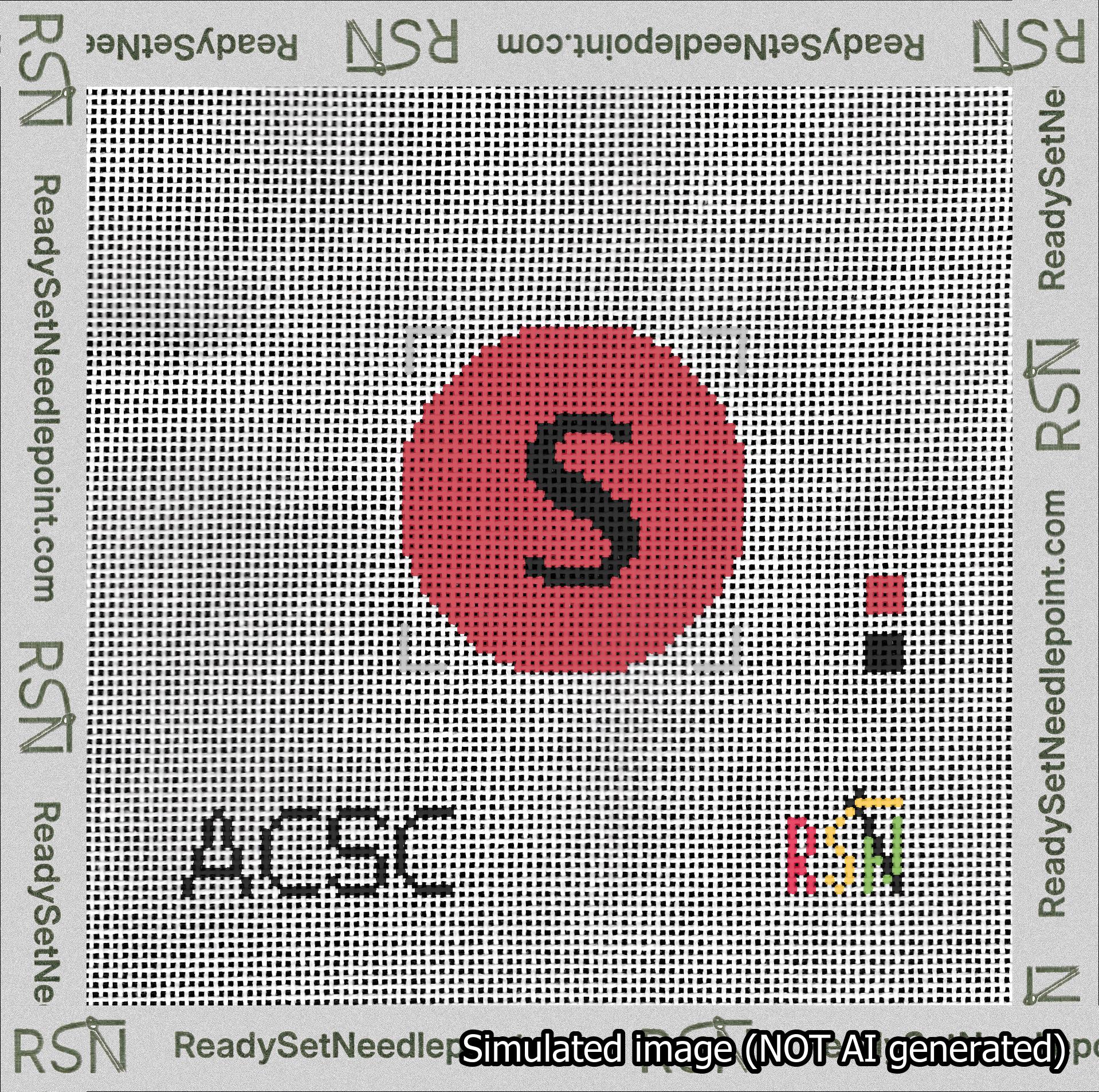 Circle Initial S Needlepoint Canvas Design