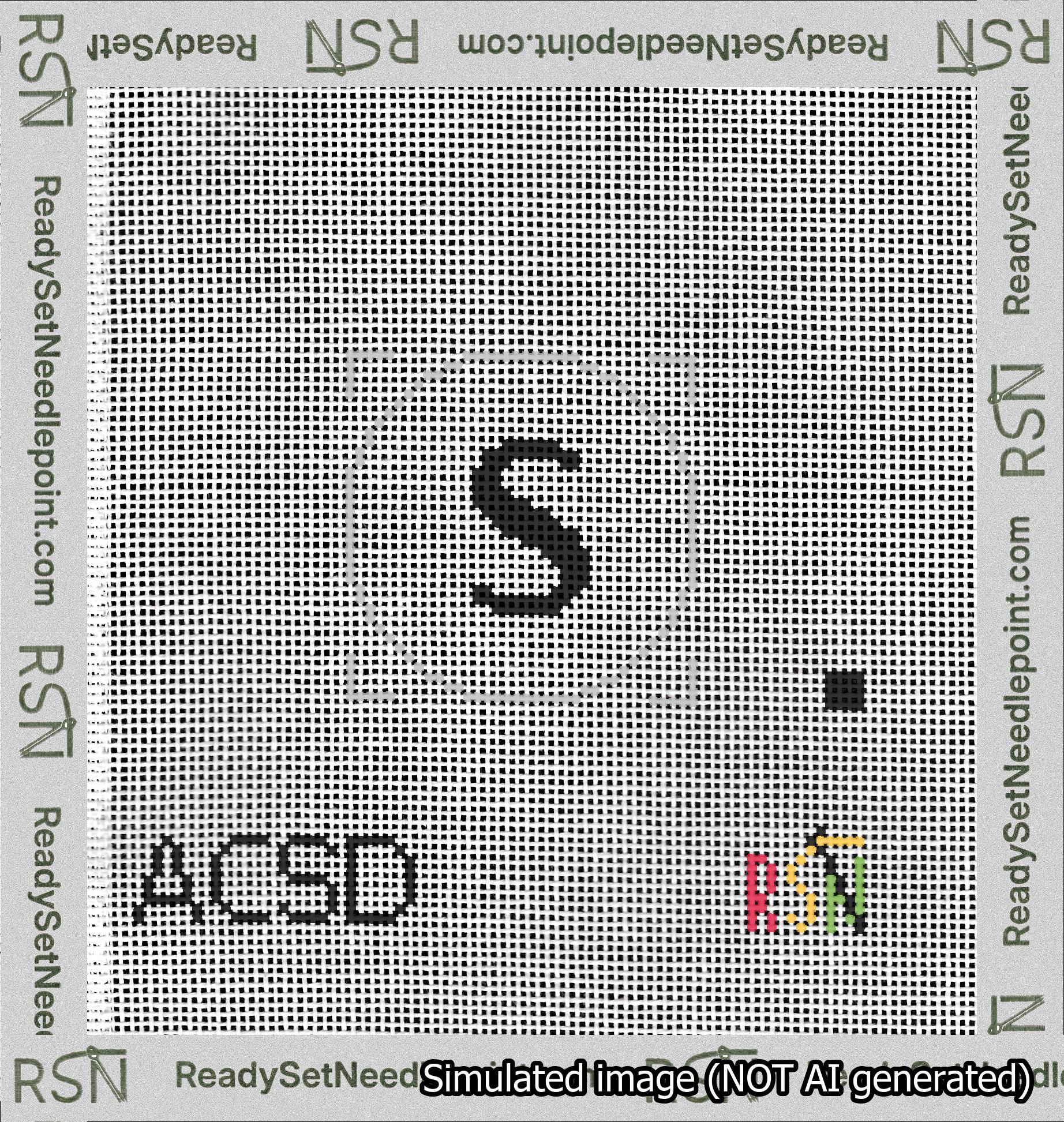 Circle Initial S Needlepoint Canvas Design