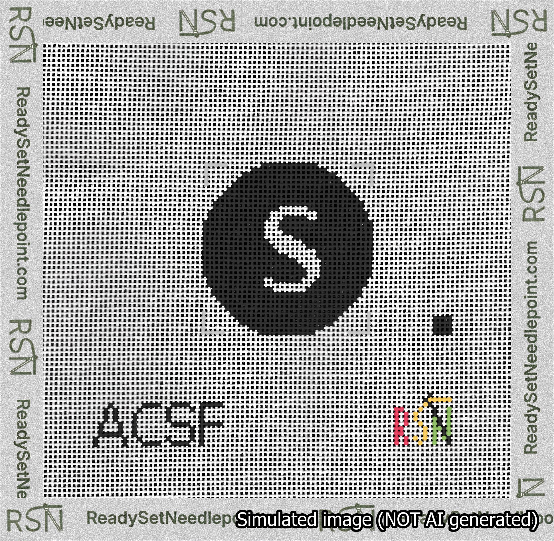 Circle Initial S Needlepoint Canvas Design