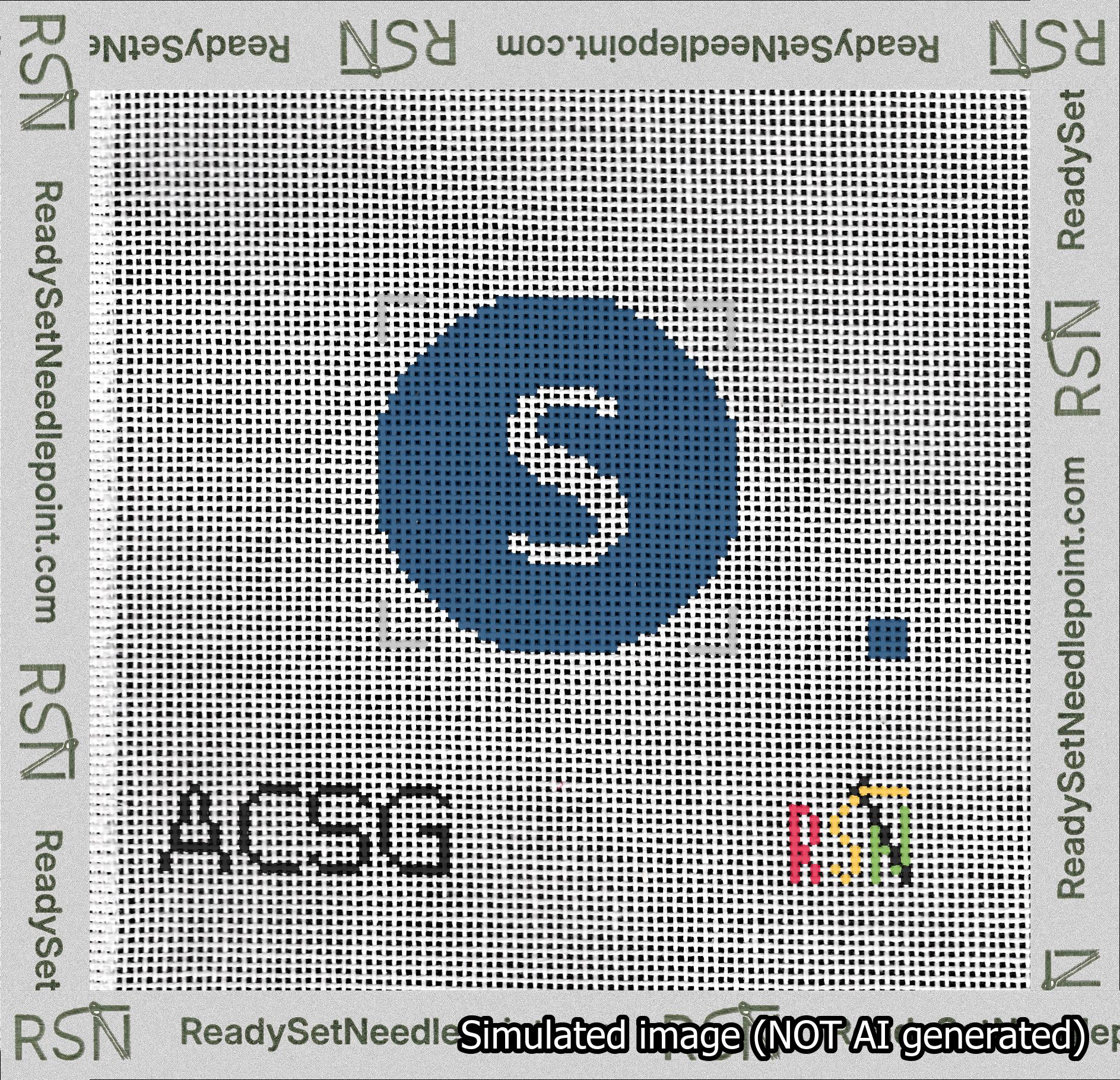 Circle Initial S Needlepoint Canvas Design